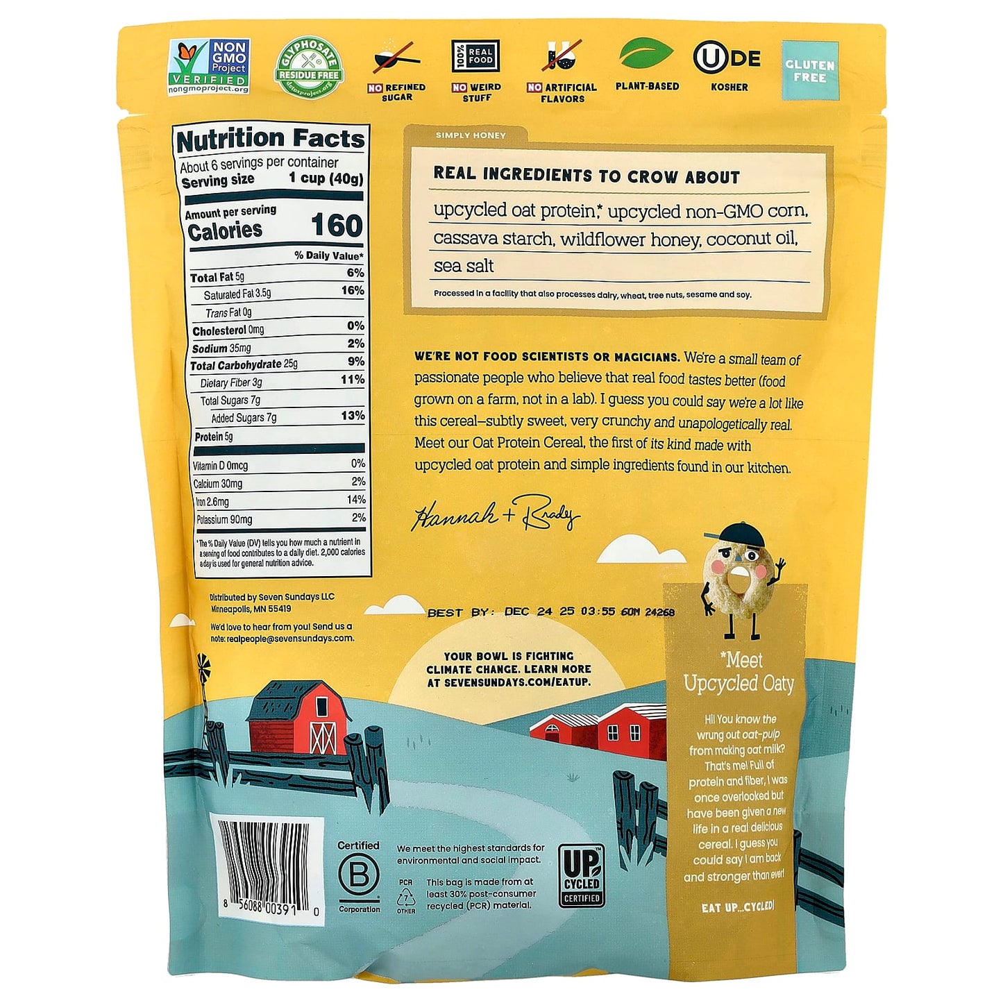 Seven Sundays, Oat Protein Cereal, Simply Honey, 8 oz (227 g)
