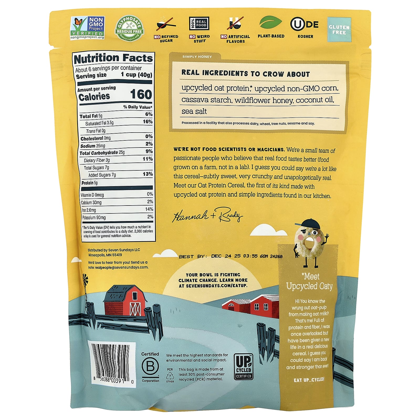Seven Sundays, Oat Protein Cereal, Simply Honey, 8 oz (227 g)