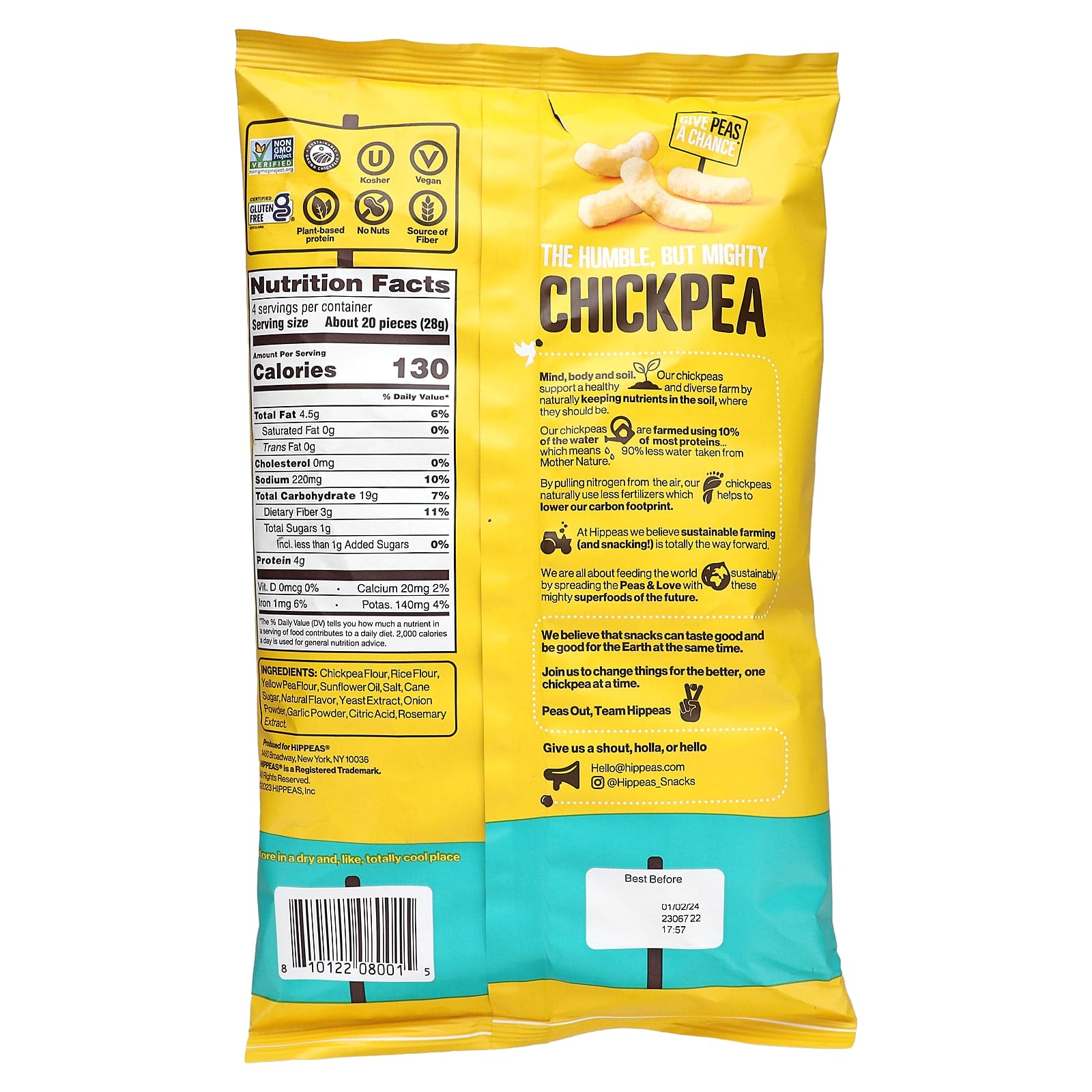 Vegan White Cheddar Chickpea Puffs by Hippeas, 4 oz - Image 2