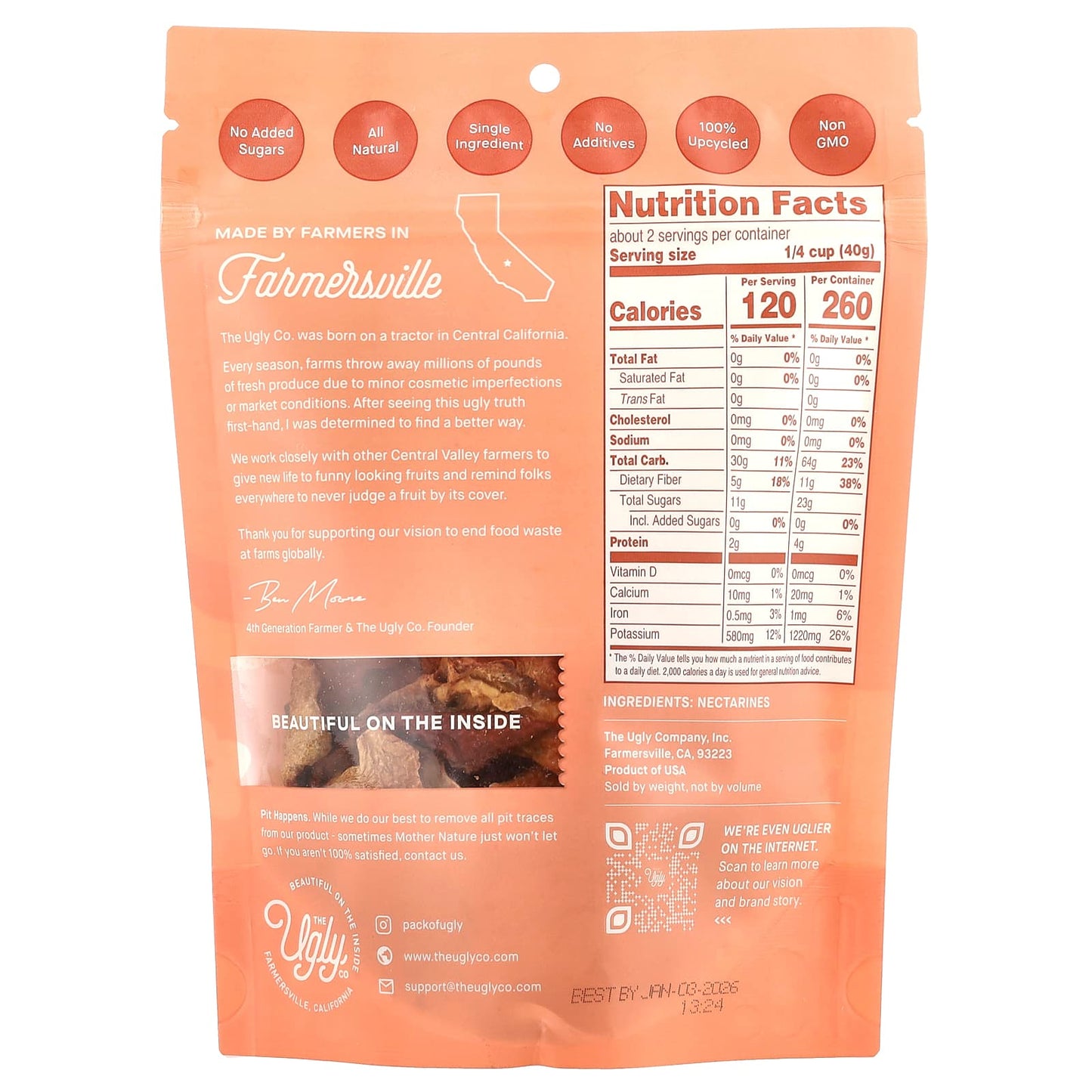Upcycled Dried Nectarines, All-Natural Snack, 3 oz (85 g) - Image 2