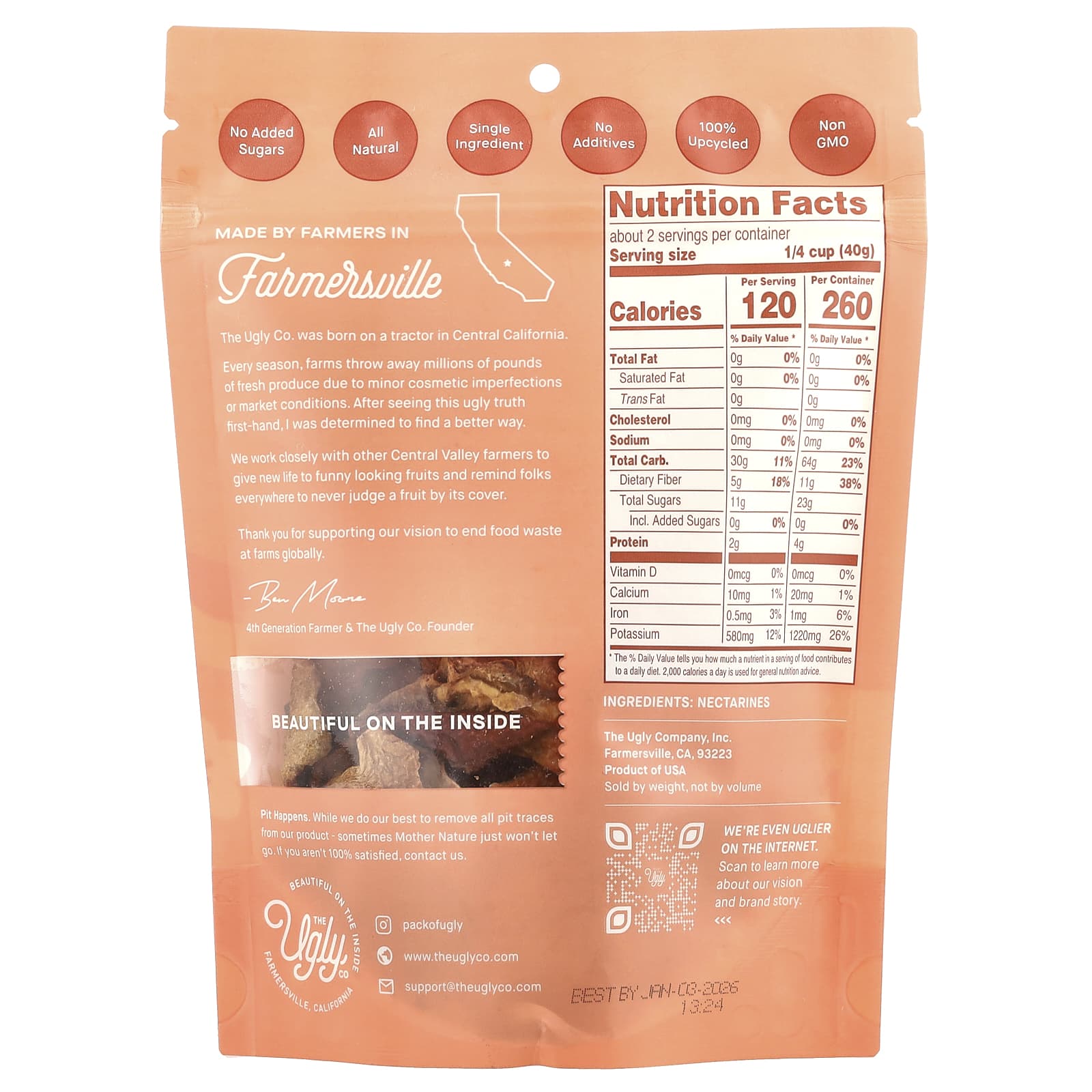 Upcycled Dried Nectarines, All-Natural Snack, 3 oz (85 g) - Image 2