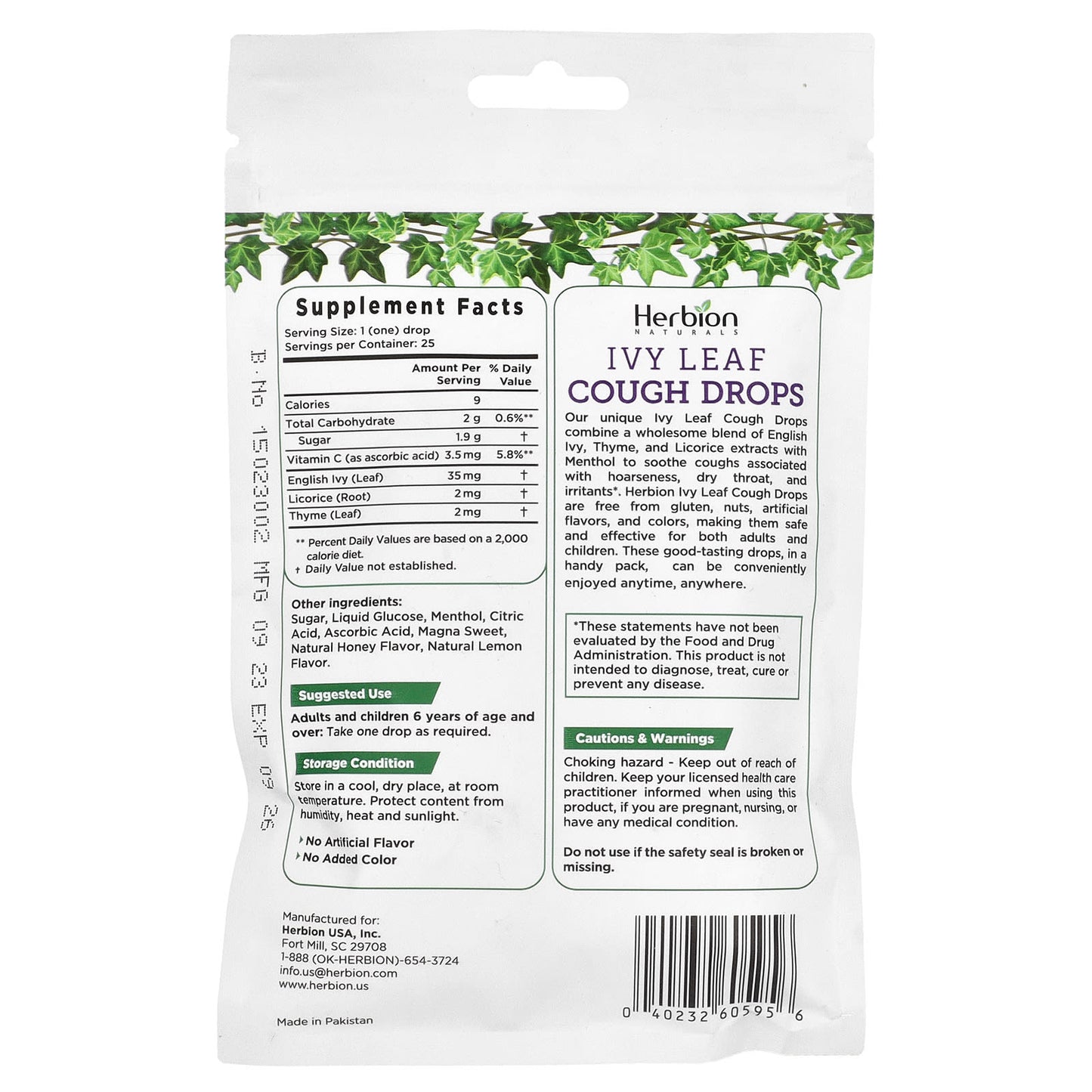 Natural Cough Relief Drops | Ivy Leaf, Honey & Lemon | Gluten-Free - Image 2