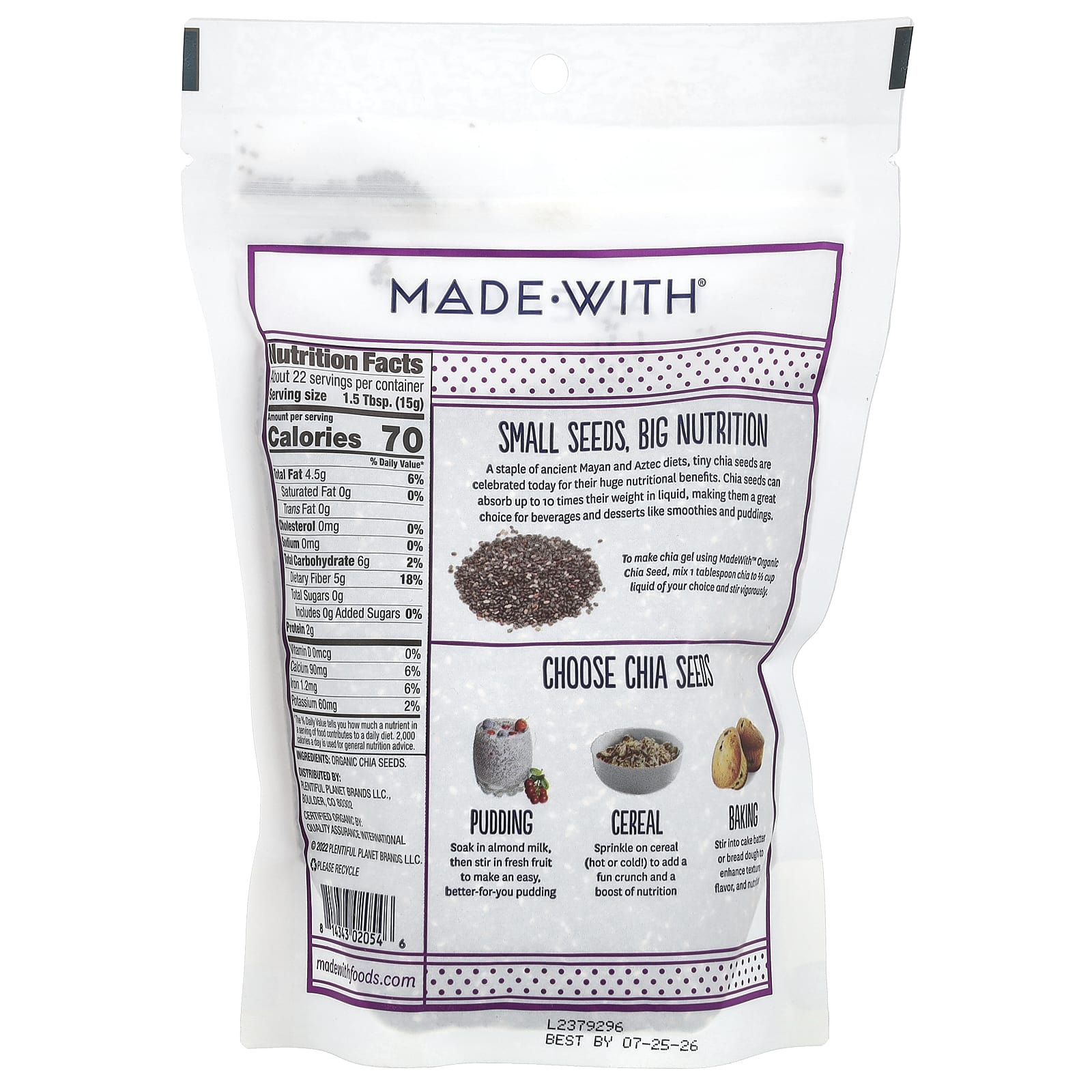Made With, Organic Chia Seeds, Black, 12 oz (340 g) - Image 2
