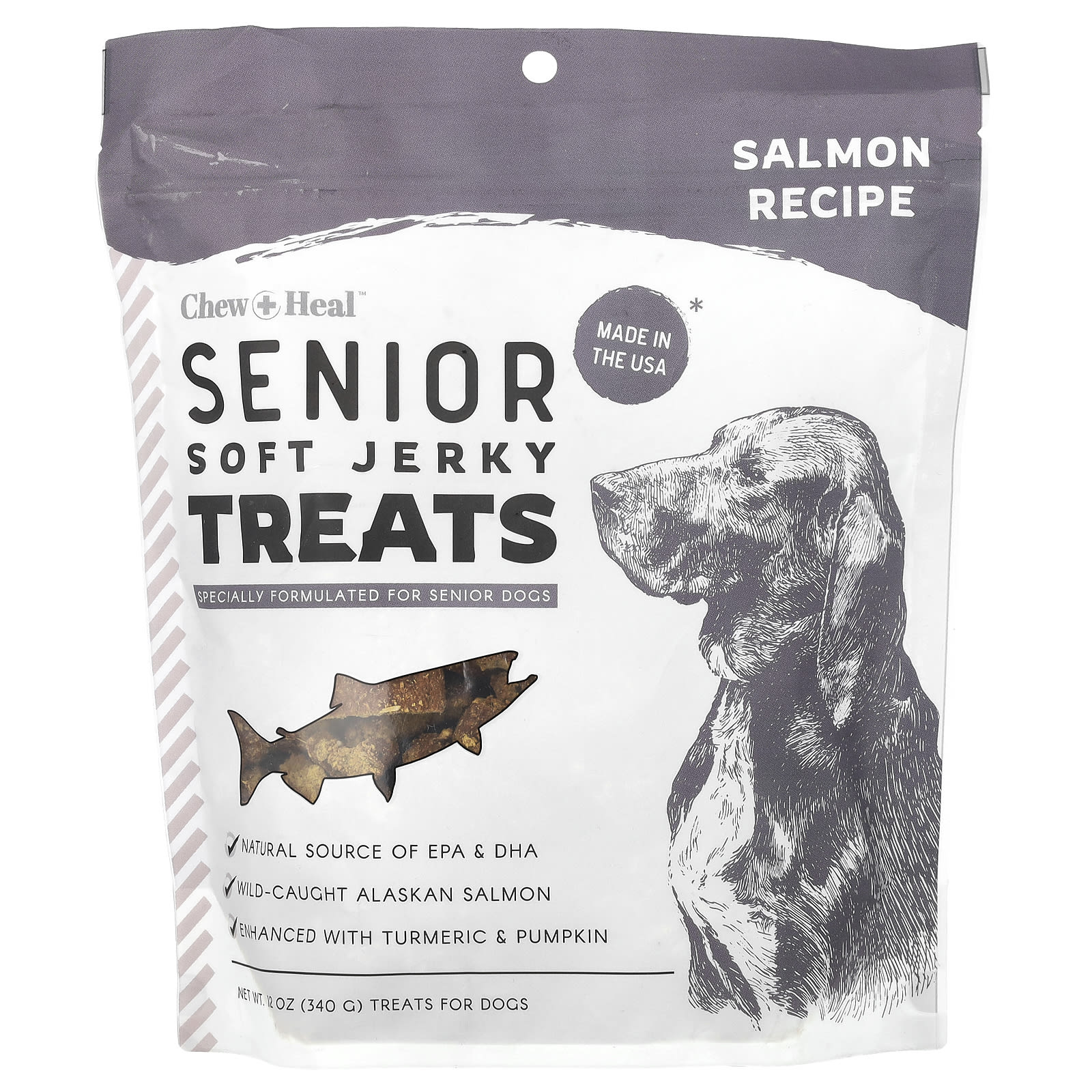 Senior Dog Soft Jerky Treats with Wild-Caught Alaskan Salmon (12 oz) - Image 1