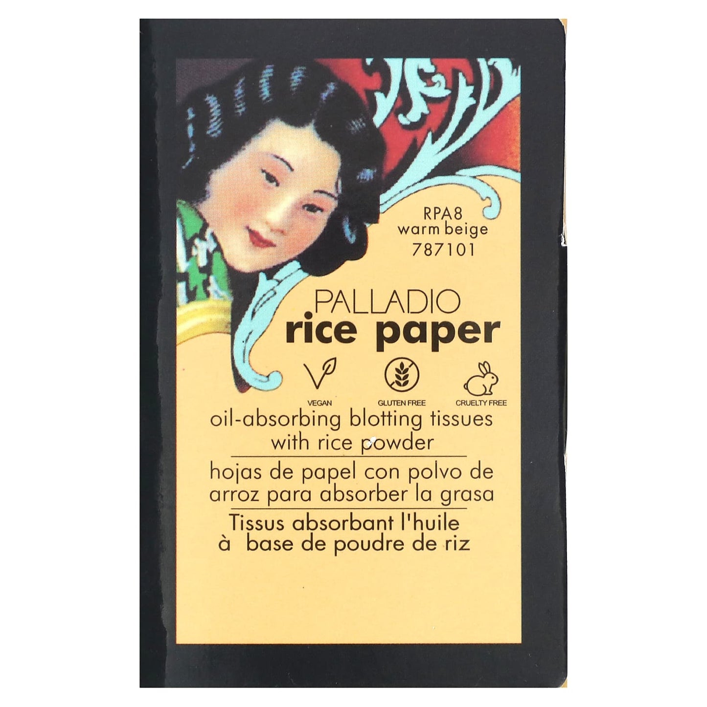 Palladio, Rice Paper, Oil-Absorbing Blotting Tissues, Warm Beige RPA8, 40 Tissues - Image 1