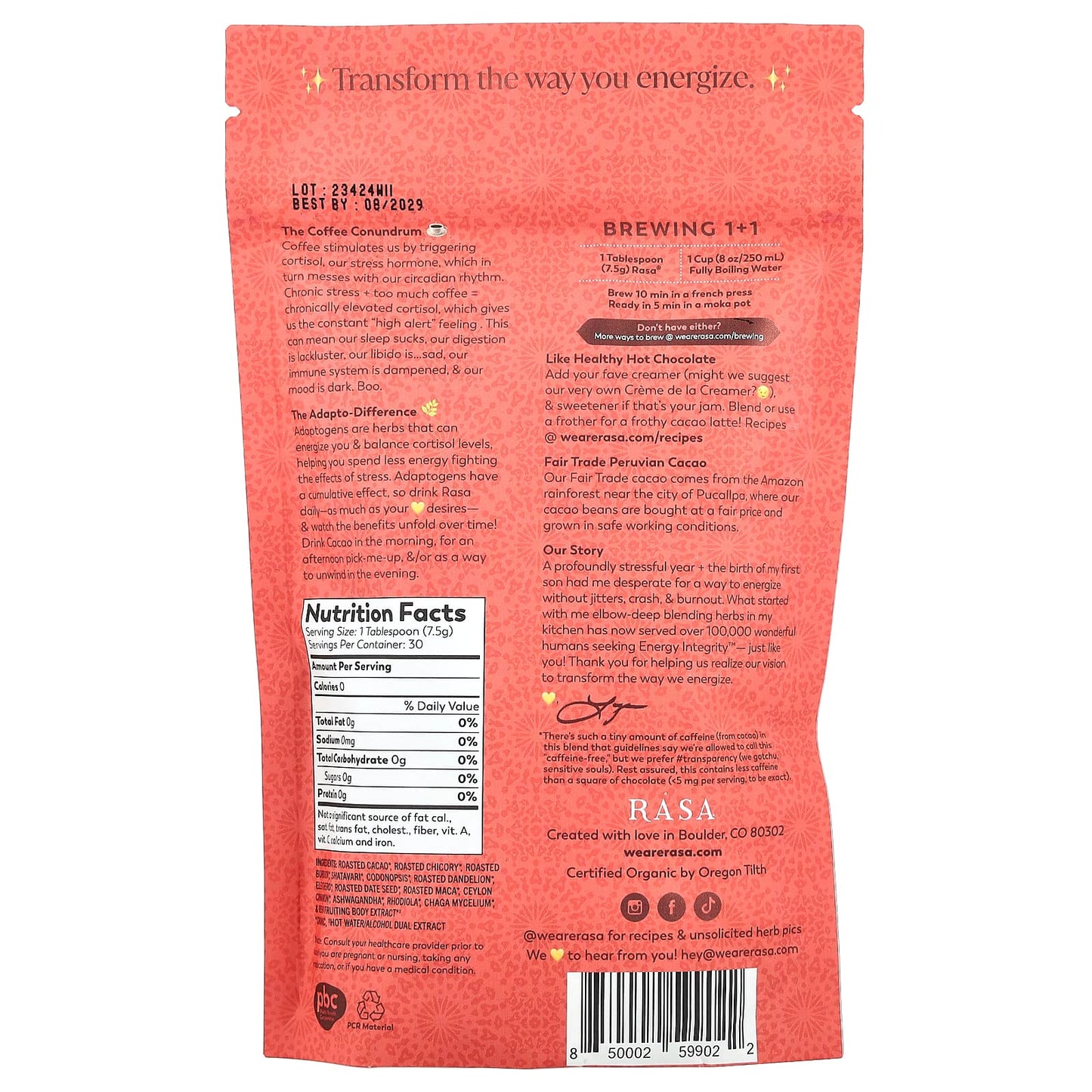 Rasa, Adaptogen-Packed Cacao Brew, 8 oz (226 g) - Image 2
