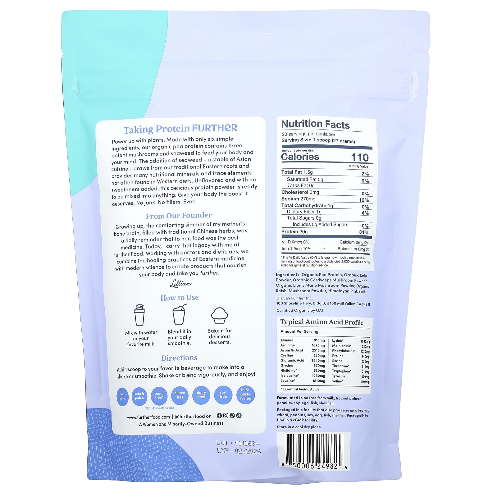 Organic Plant-Based Protein Powder with Mushrooms & Seaweed by Further Food - Image 2