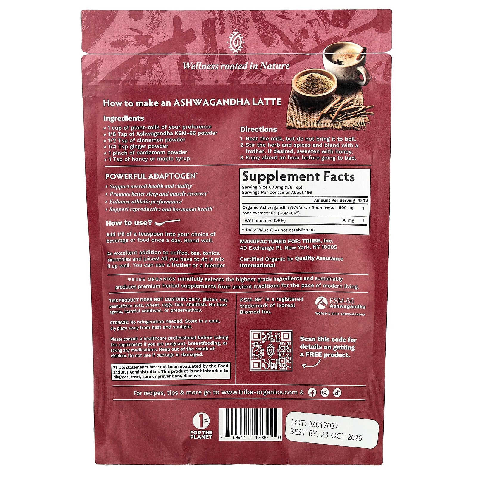 Tribe Organics, Ashwagandha KSM-66® Powder, 3.5 oz (100 g) - Image 2