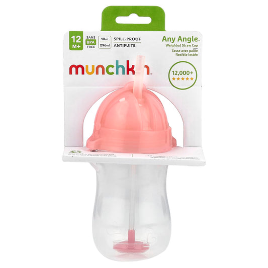Munchkin, Any Angle™, Weighted Straw Cup, 12 Months+, Pink, 10 oz (296 ml) - Image 1