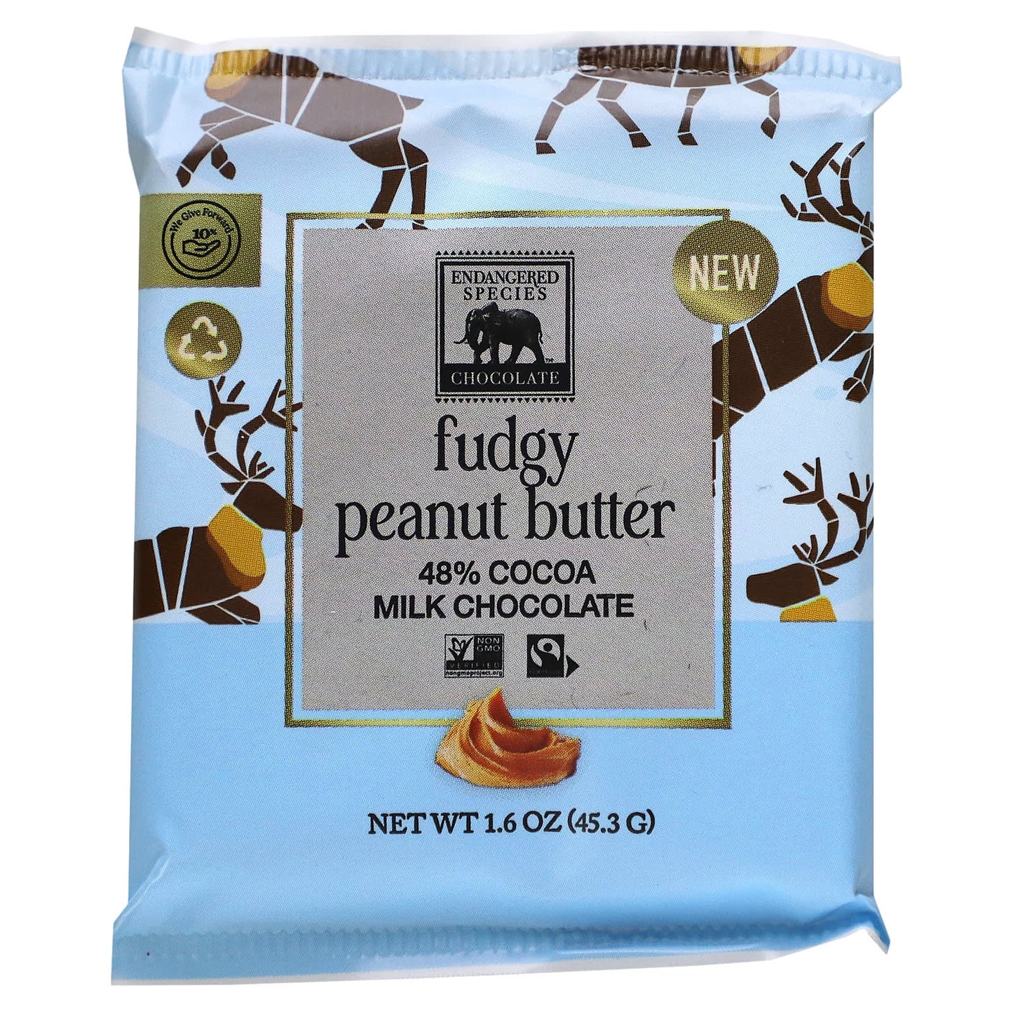 Decadent Fudgy Peanut Butter Milk Chocolate Bars - 1.6 oz, Non-GMO, Gluten Free - Image 1