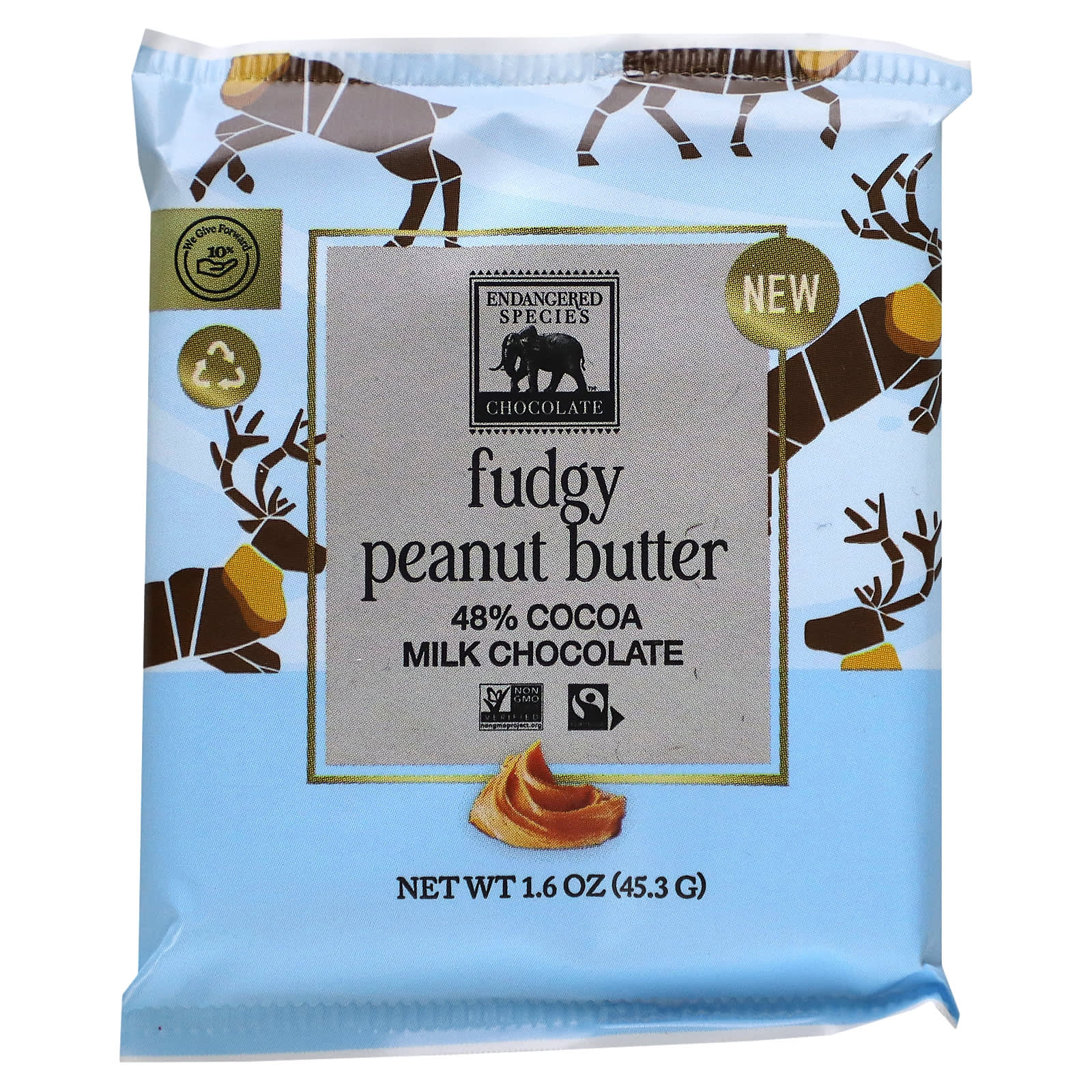 Decadent Fudgy Peanut Butter Milk Chocolate Bars - 1.6 oz, Non-GMO, Gluten Free - Image 1