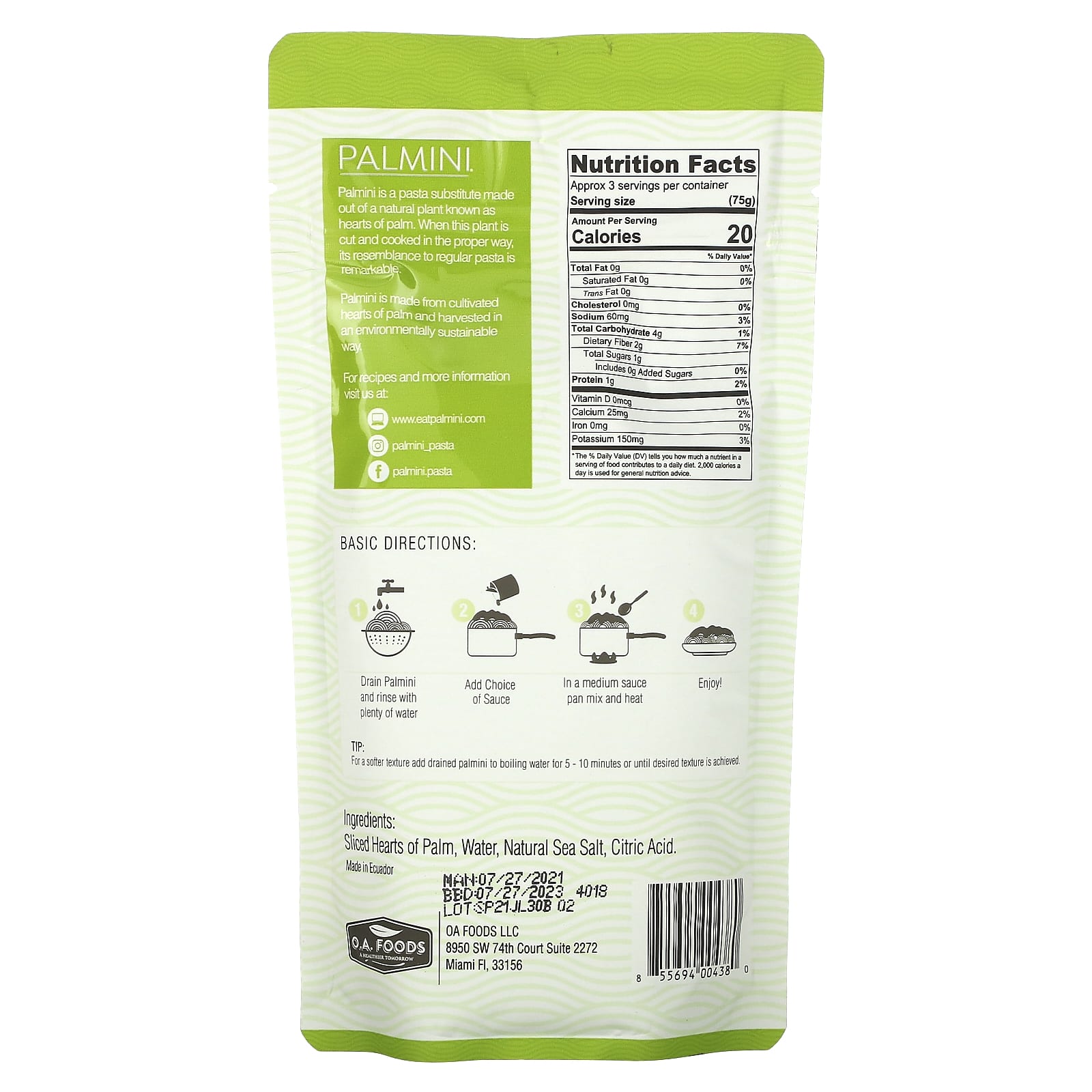 Palmini, Hearts of Palm, Linguine, 12 oz (338 g) - Image 2