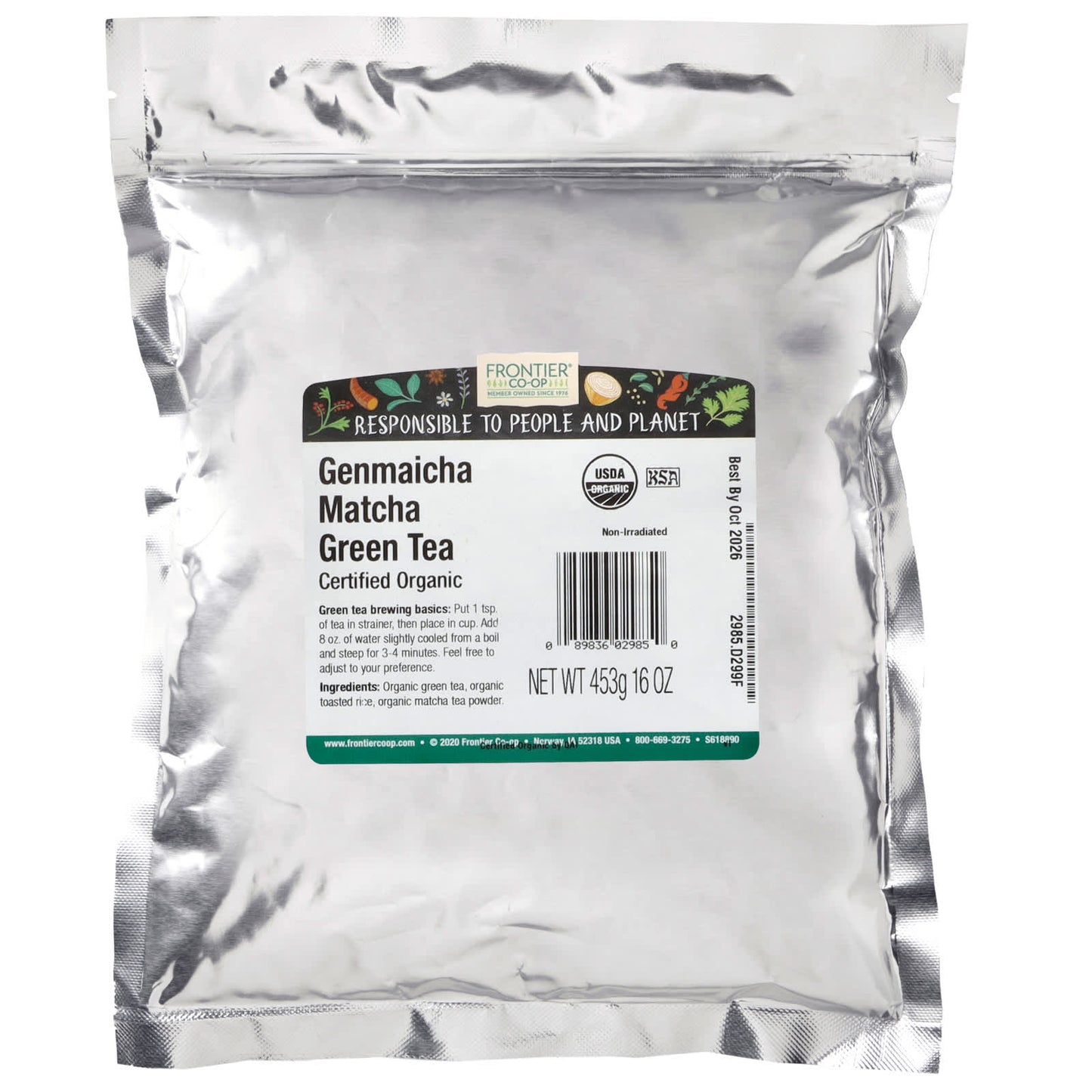 Organic Genmaicha Matcha Green Tea by Frontier Co-op - 16 oz - Image 2