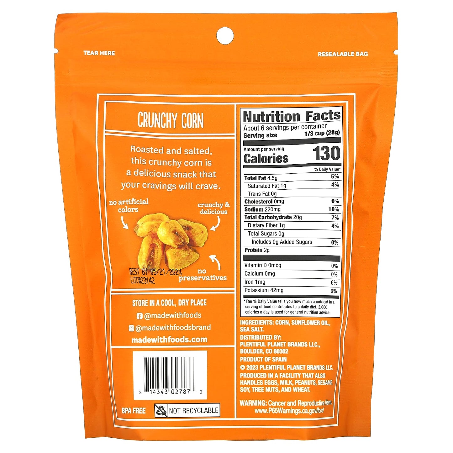 Made With, Vegan Crunchy Corn, Roasted & Salted , 6 oz (170 g) - Image 2