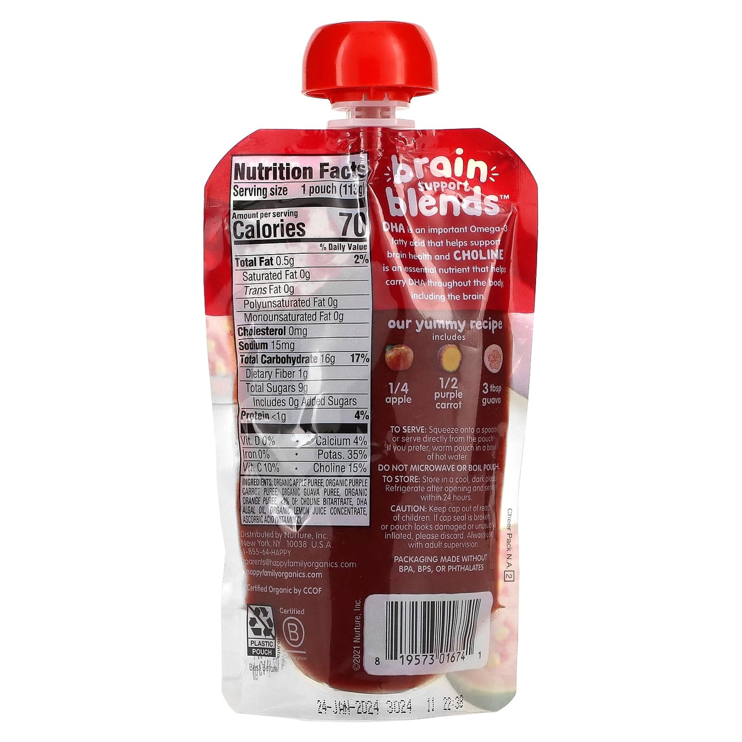 Happy Family Organics Brain Support Baby Food, 6+ Months, Organic - Image 2