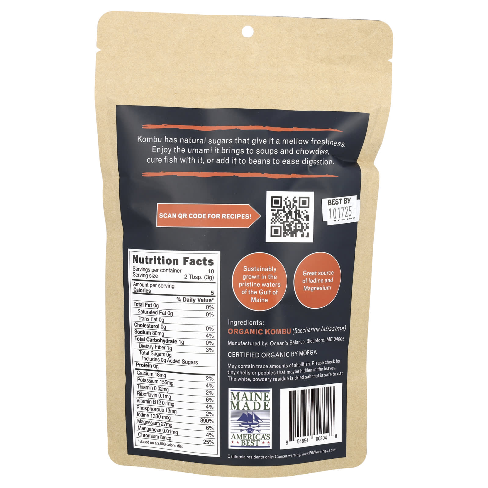 Ocean's Balance, Organic Whole Leaf Kombu , 1 oz (28 g) - Image 2