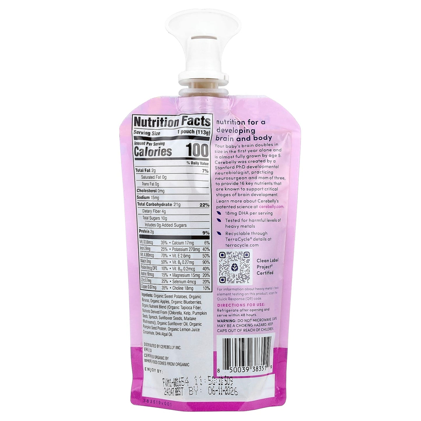 Dairy-Free Organic Cerebelly Puree for Babies Over 6 Months - Image 2