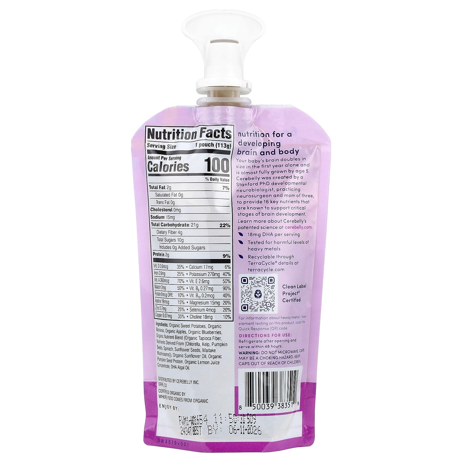 Dairy-Free Organic Cerebelly Puree for Babies Over 6 Months - Image 2