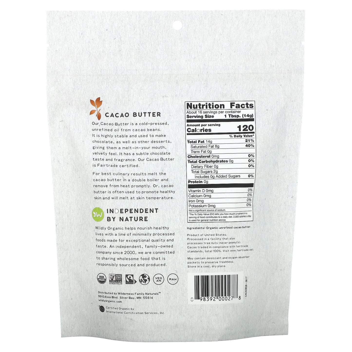Wildly Organic, Cacao Butter, 8 oz (227 g) - Image 2