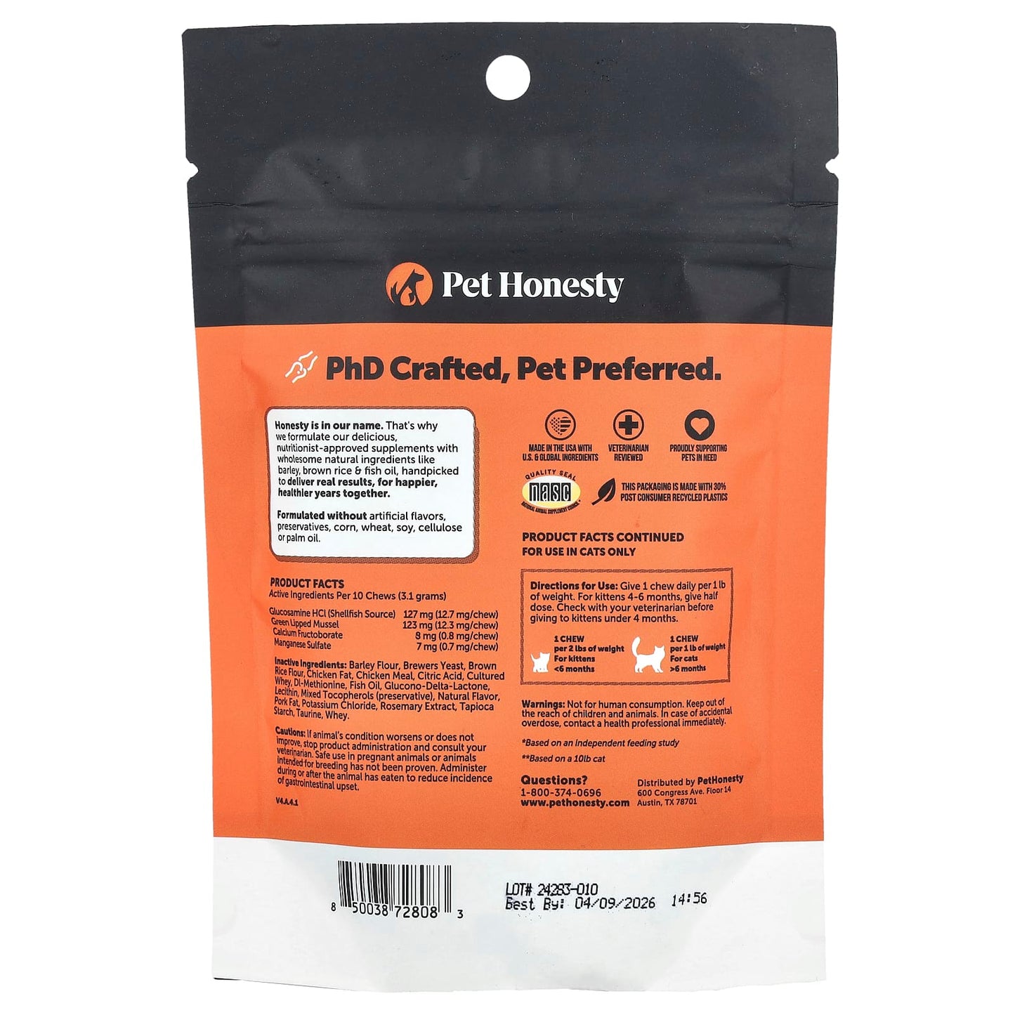 Pet Honesty, Hip & Joint Health, For Cats, Chicken, 3.7 oz (100 g) - Image 2