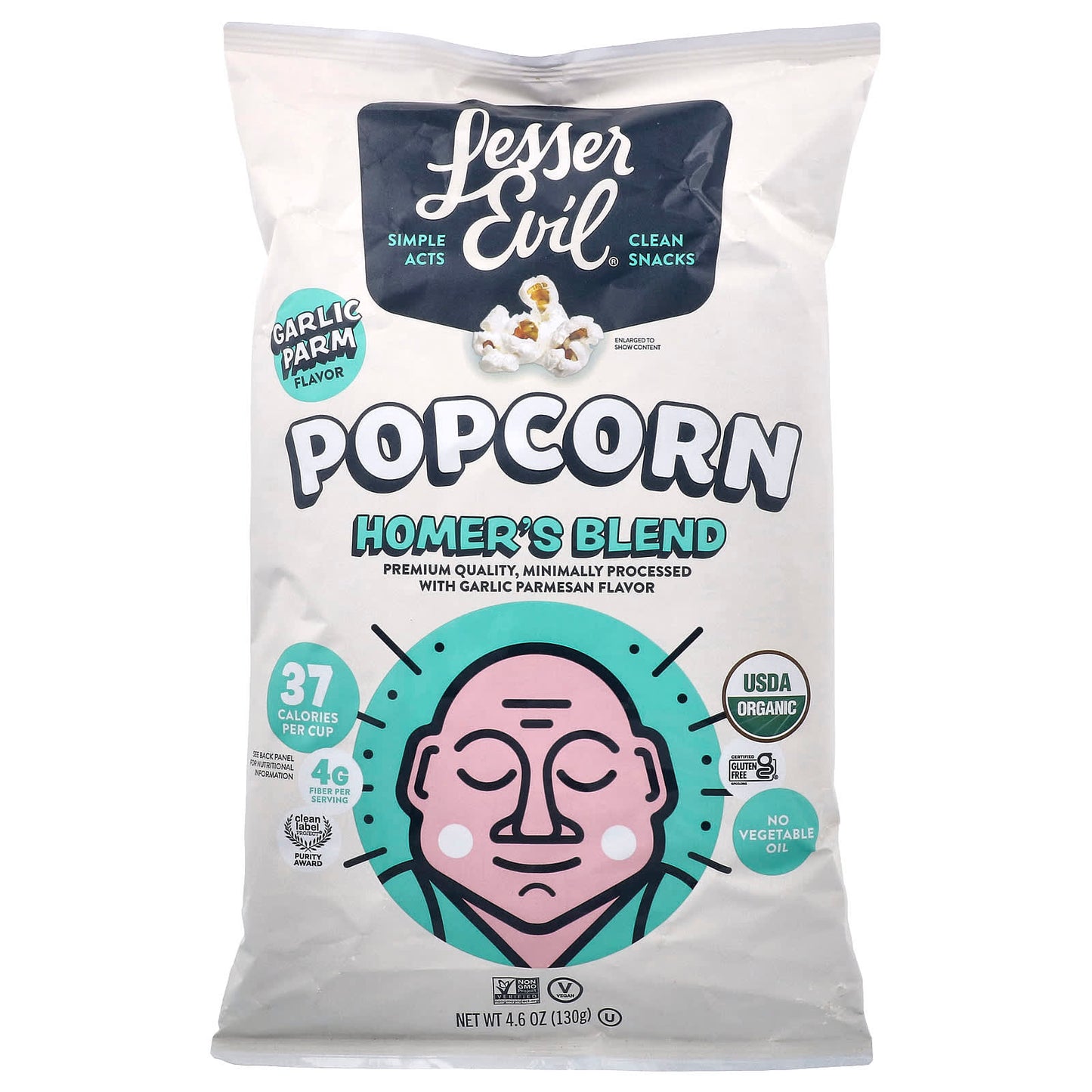 LesserEvil, Popcorn, Homer's Blend, Garlic Parm, 4.6 oz (130 g) - Image 1