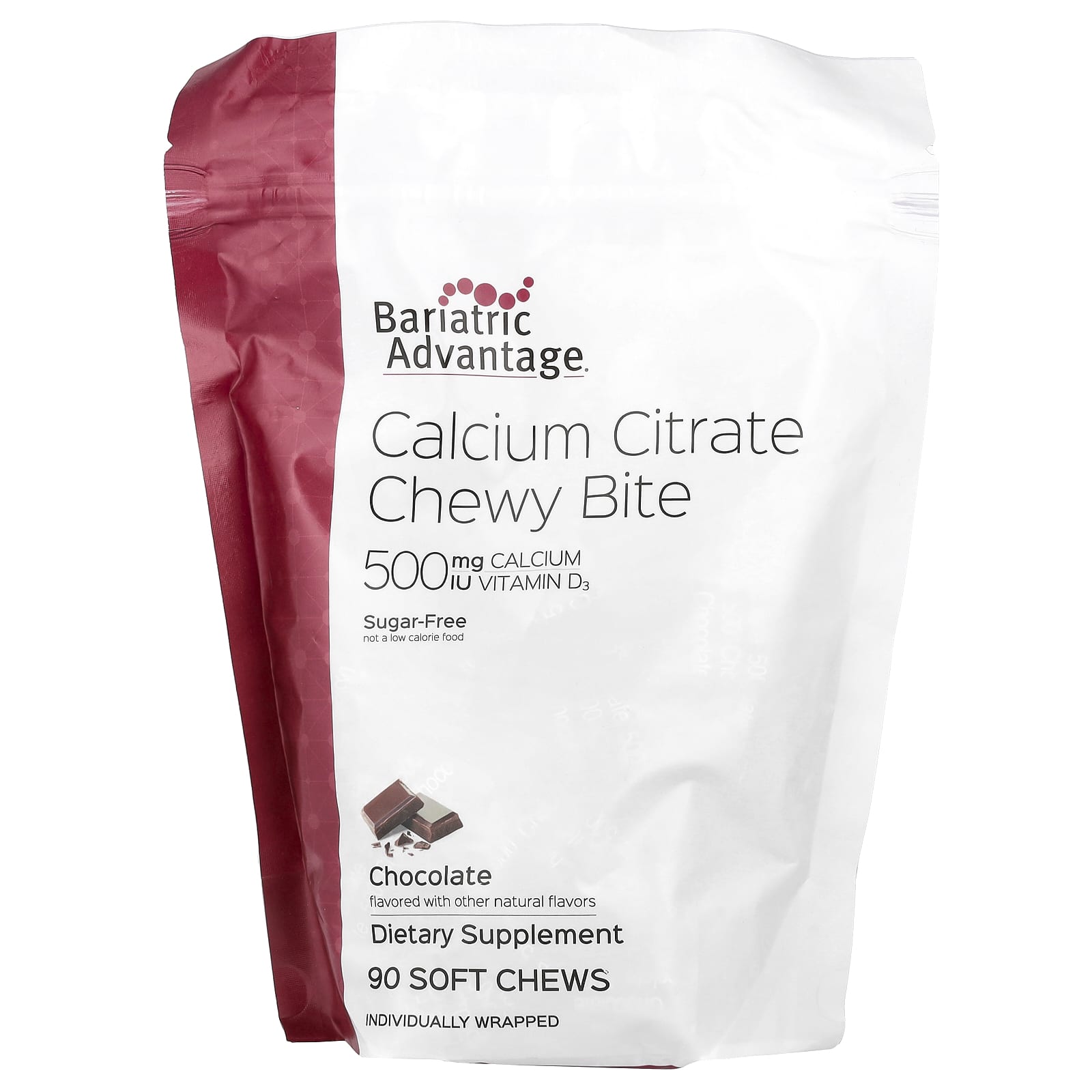 Bariatric Calcium Citrate Chewy Bites, Sugar-Free, Chocolate, 90 Soft Chews - Image 1