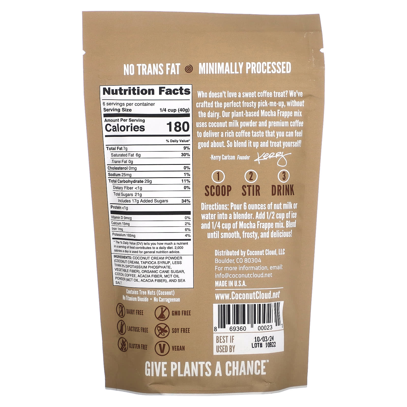 Vegan Mocha Latte Frappe Mix by Coconut Cloud - Dairy Free & Gluten Free - Image 2