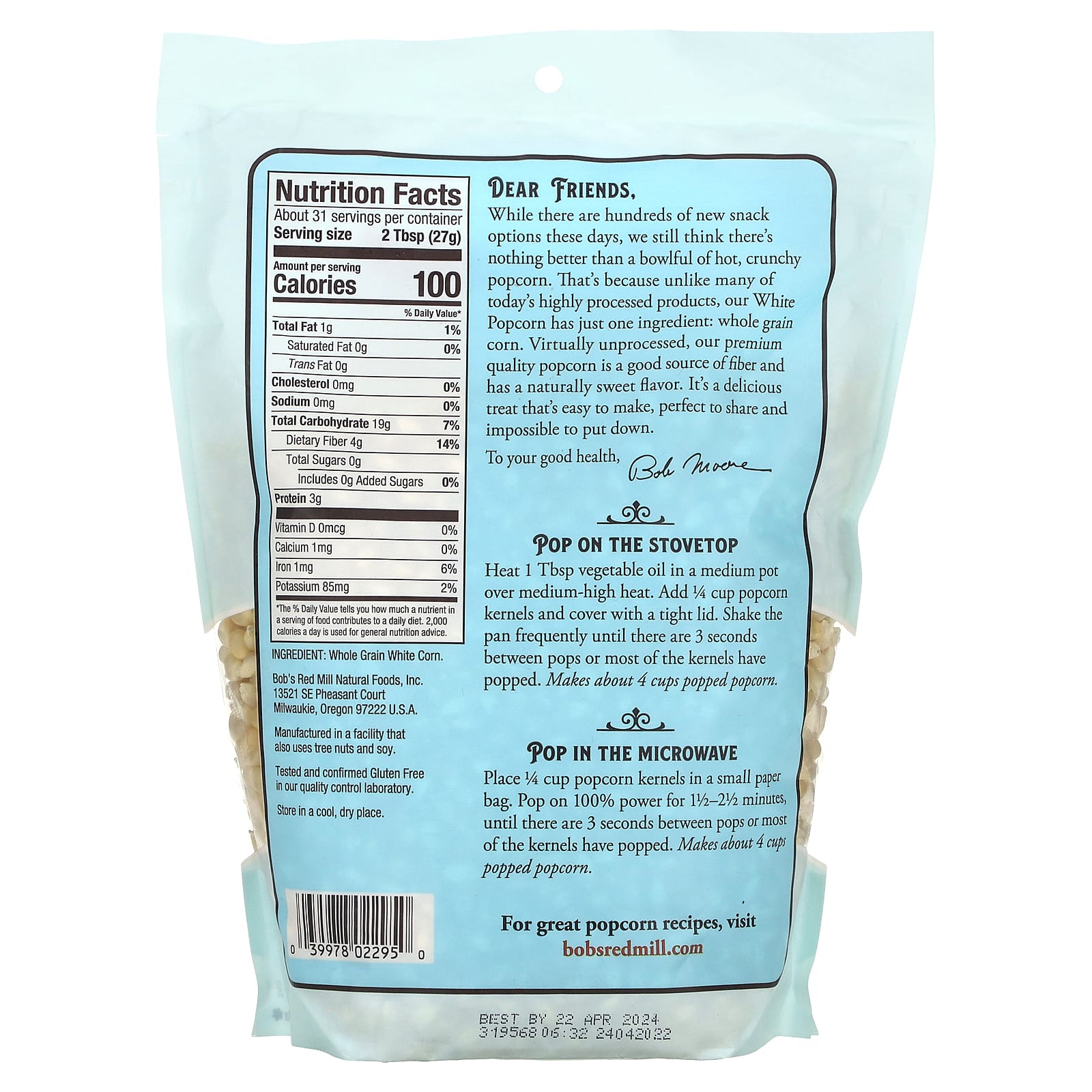 Gluten-Free White Popcorn by Bob's Red Mill - 1 lb 14 oz - Image 2