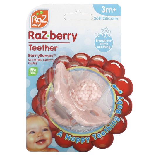 RaZbaby, RaZ-berry Teether, 3 Months+, Pink, 1 Count - Image 1