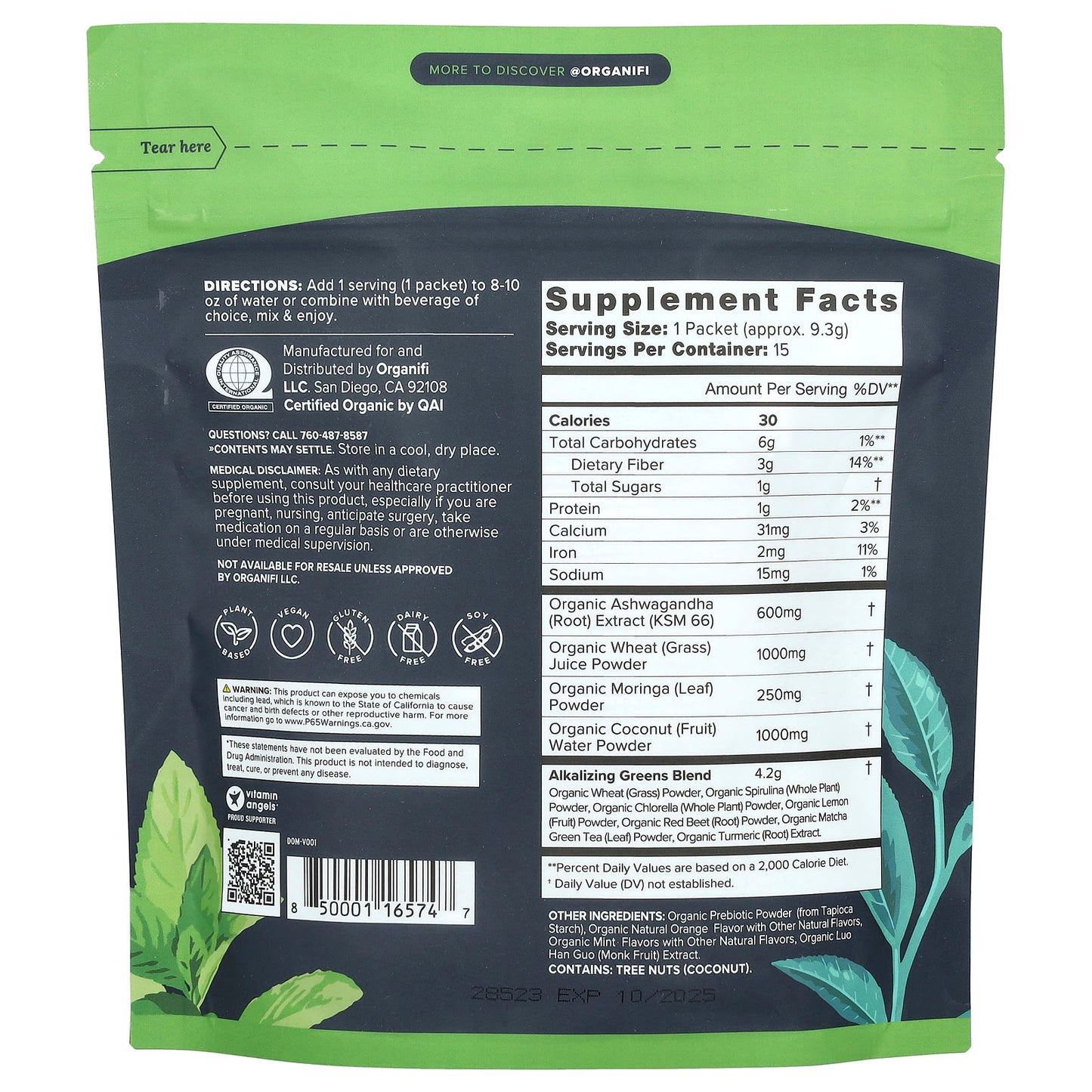 Organifi, Original Green Juice, 15 Travel Packets, 4.95 oz (139.5 g) - Image 2