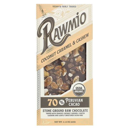 Rawmio, Stone Ground Raw Chocolate, Coconut Caramel & Cashew, 2.12 oz (60 g) - Image 1