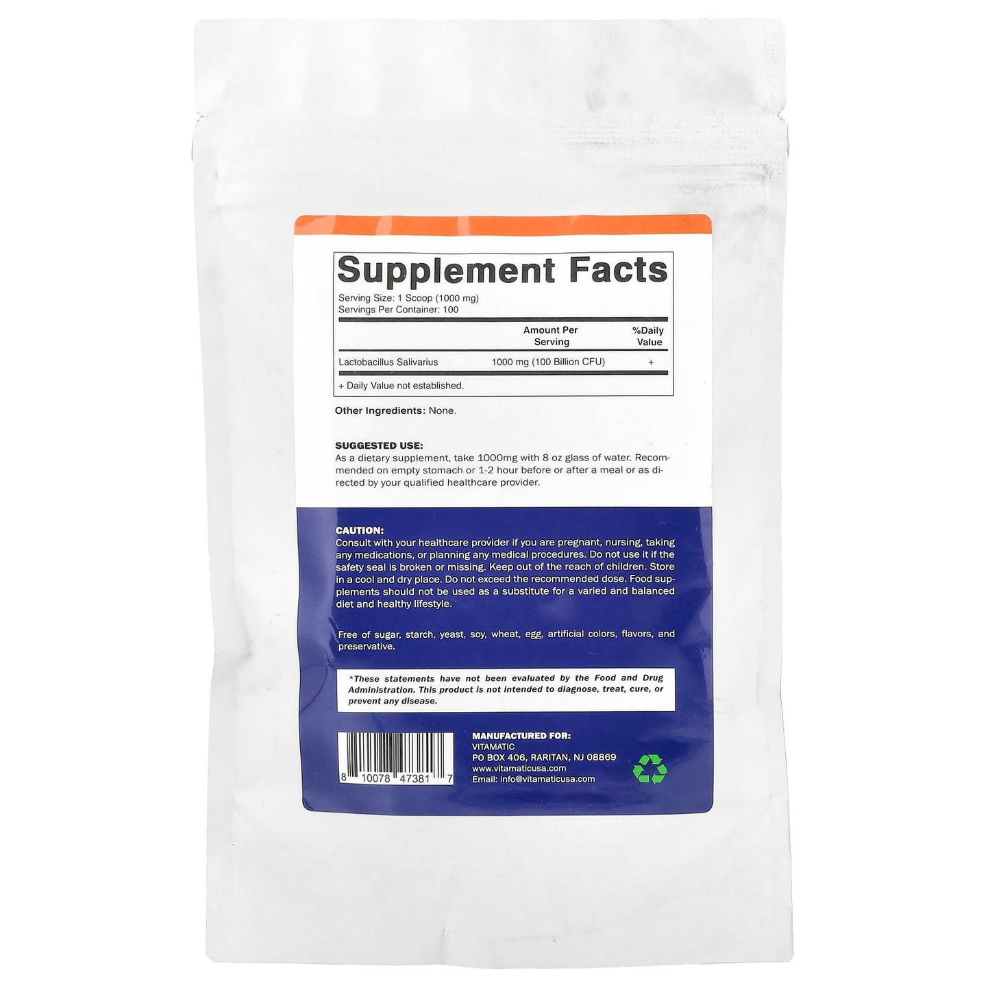 Vitamatic, Lactobacillus Salivarius, 3.5 oz (100 g) - Image 2
