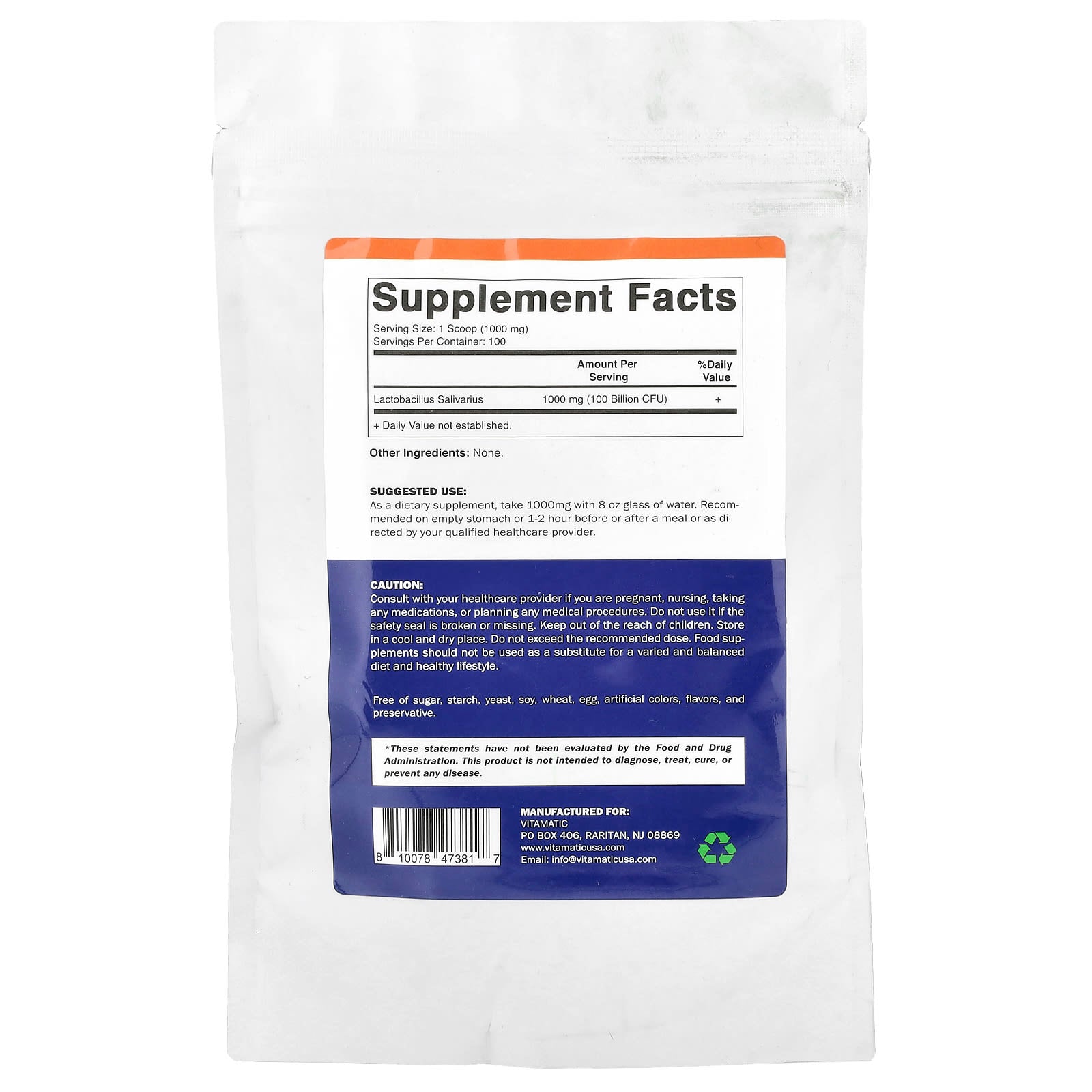 Vitamatic, Lactobacillus Salivarius, 3.5 oz (100 g) - Image 2