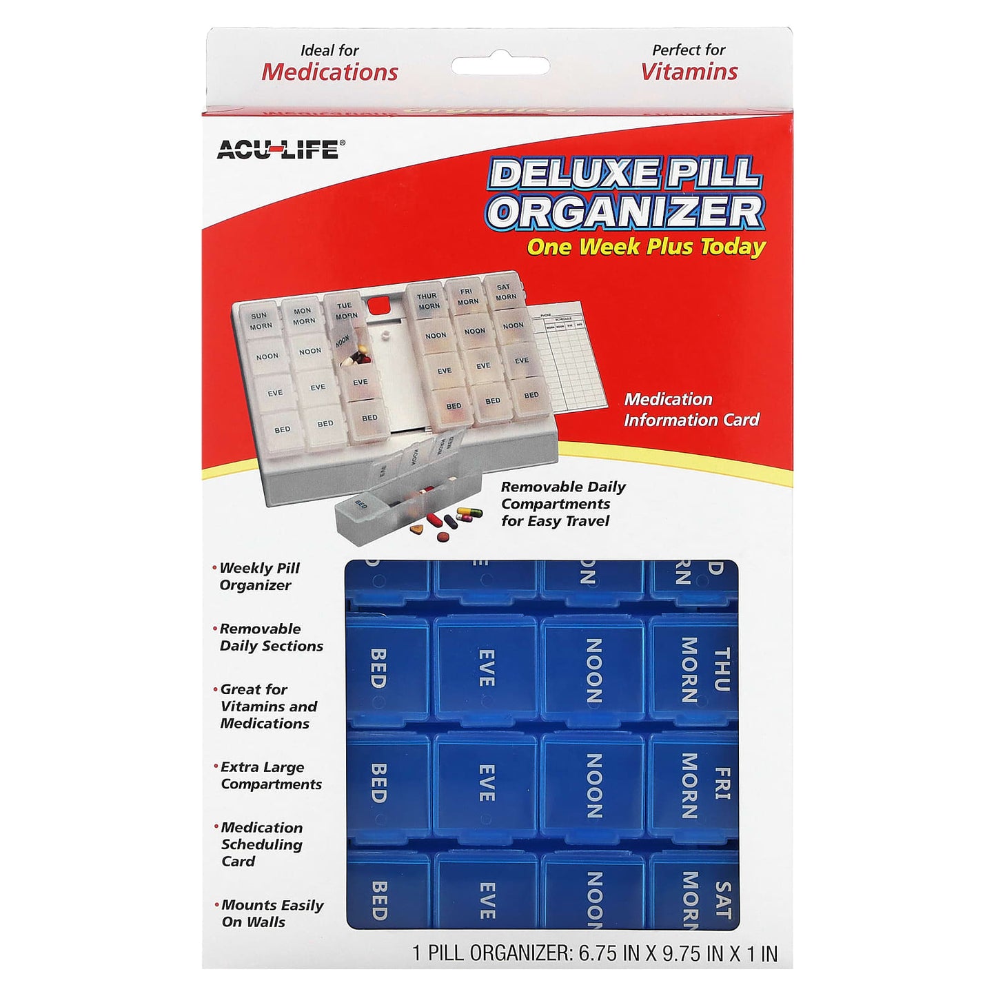Ezy Dose One Week Plus Deluxe Pill Organizer, Medication Compliance Tool - Image 1