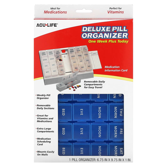 Ezy Dose One Week Plus Deluxe Pill Organizer, Medication Compliance Tool - Image 1