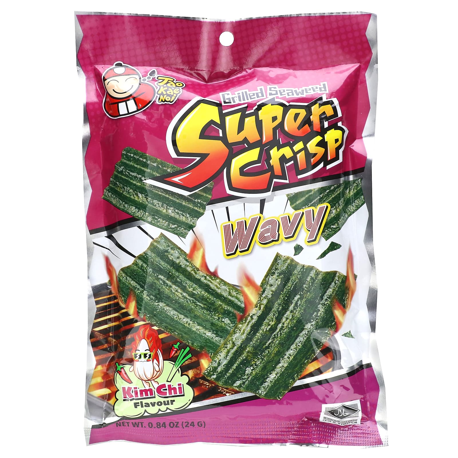 Tao Kae Noi, Grilled Seaweed Super Crisp, Wavy, Kimchi, 0.84 oz (24 g) - Image 1