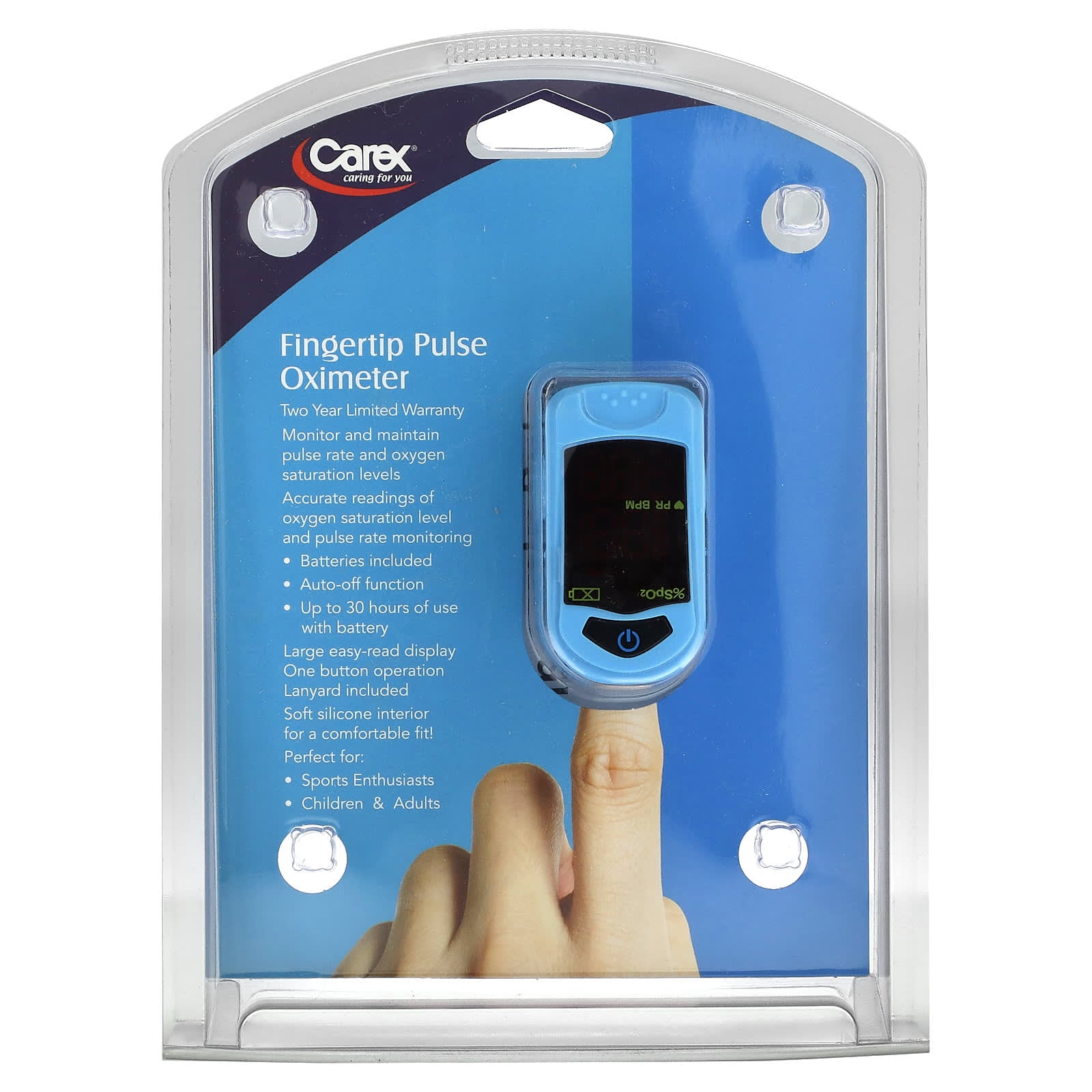 Carex Fingertip Pulse Oximeter - Accurate Oxygen Saturation & Pulse Rate Monitoring - Image 1