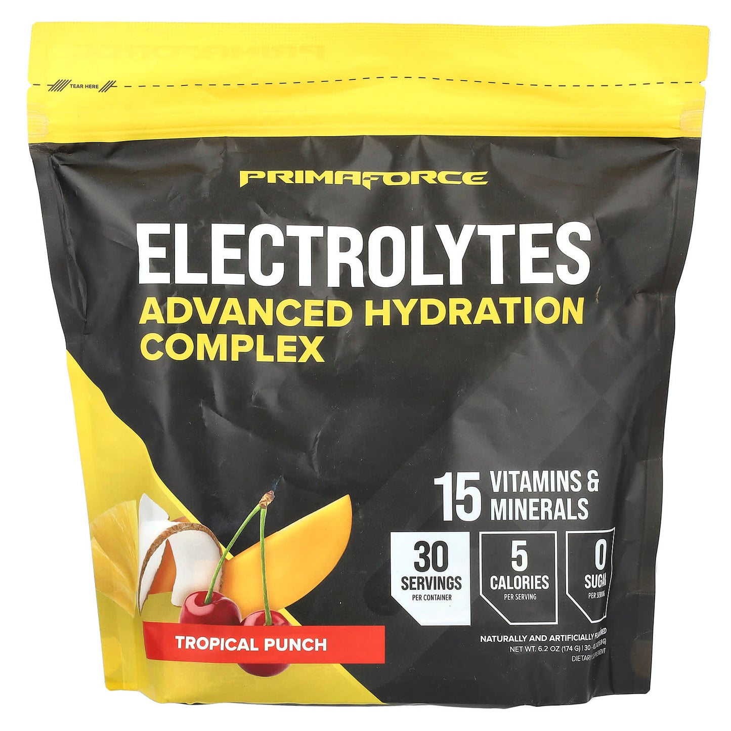 Primaforce, Electrolytes, Advanced Hydration Complex, Tropical Punch, 30 Packets, 0.2 oz (5.8 g) Each - Image 1