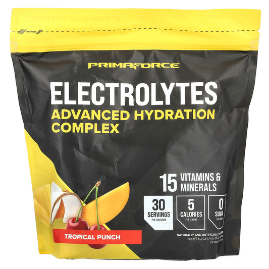 Primaforce, Electrolytes, Advanced Hydration Complex, Tropical Punch, 30 Packets, 0.2 oz (5.8 g) Each - Image 1