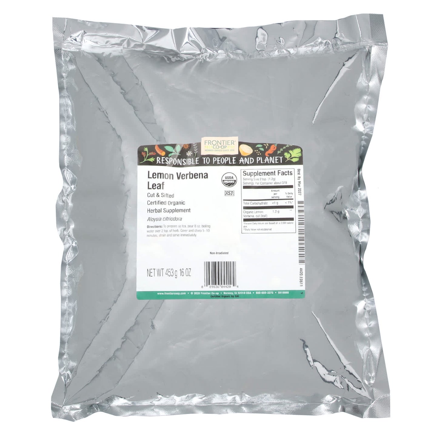 Lemon Verbena Leaf Tea, 16 oz - USDA Organic & Non-Irradiated - Image 2