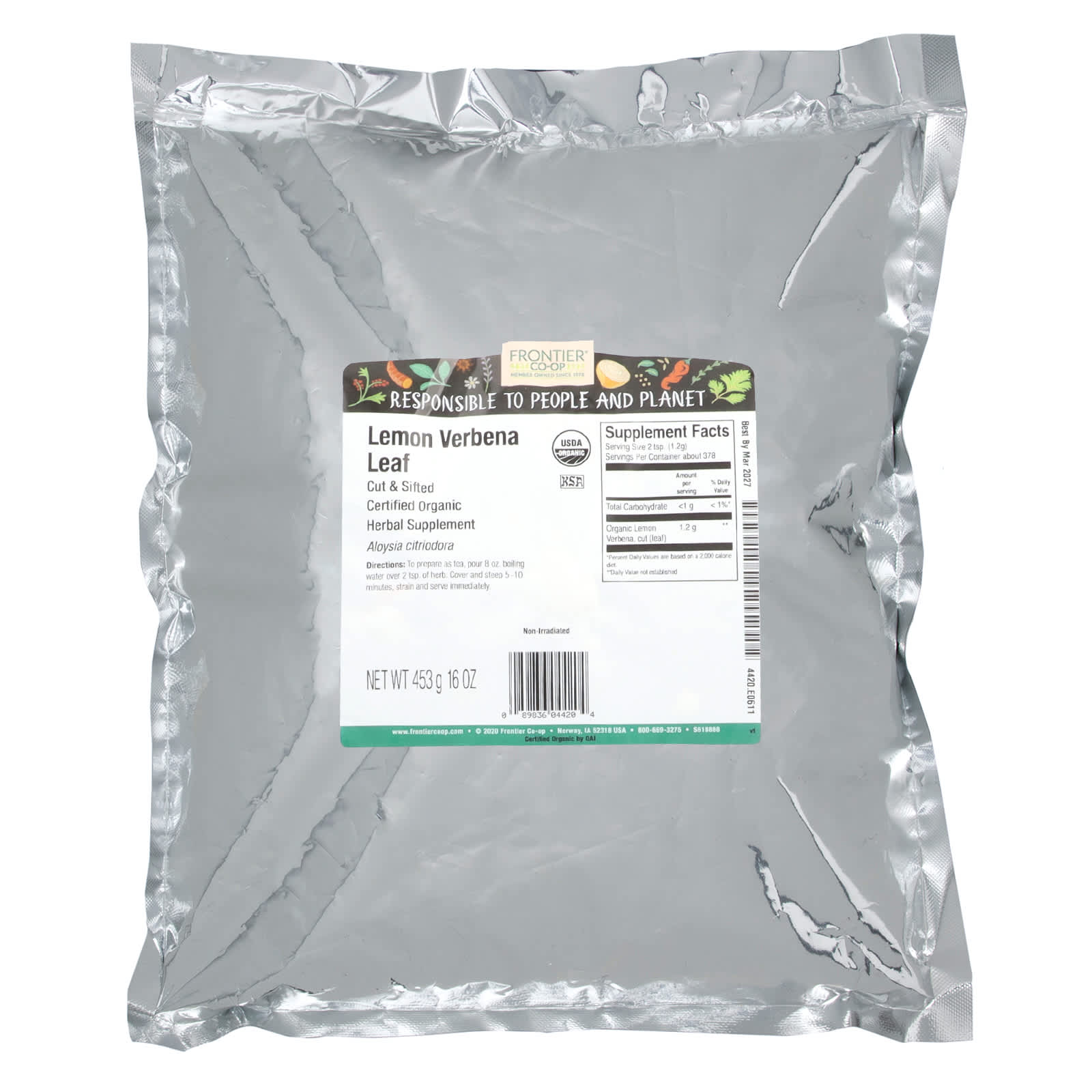 Lemon Verbena Leaf Tea, 16 oz - USDA Organic & Non-Irradiated - Image 2