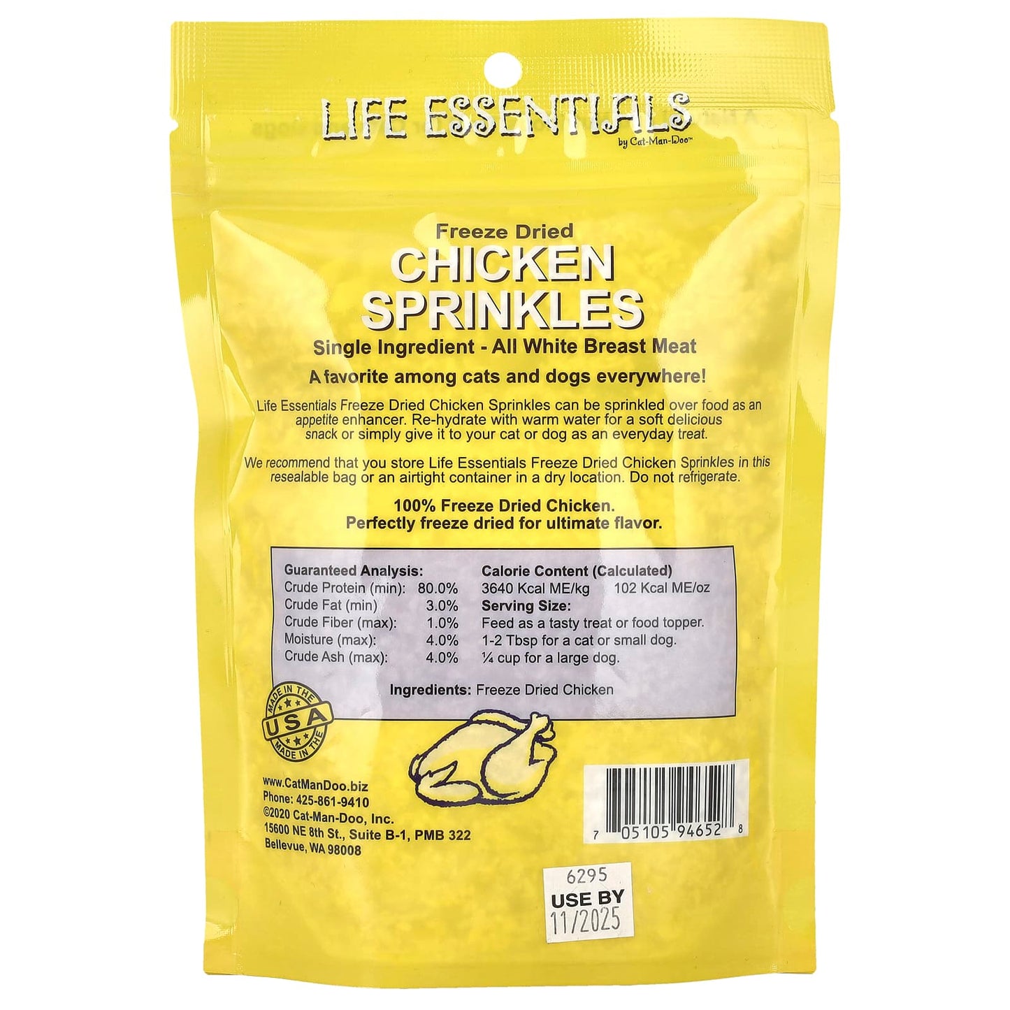 Cat-Man-Doo Freeze Dried Chicken Sprinkles, Wholesome Treat for Cats &amp; Dogs, 3 oz - Image 2