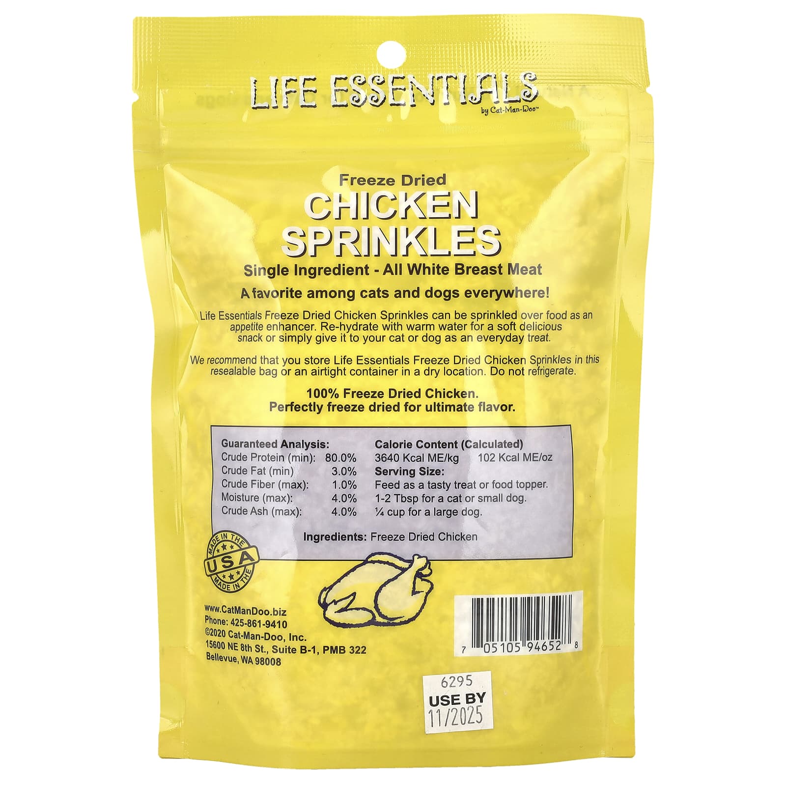 Cat-Man-Doo Freeze Dried Chicken Sprinkles, Wholesome Treat for Cats &amp; Dogs, 3 oz - Image 2