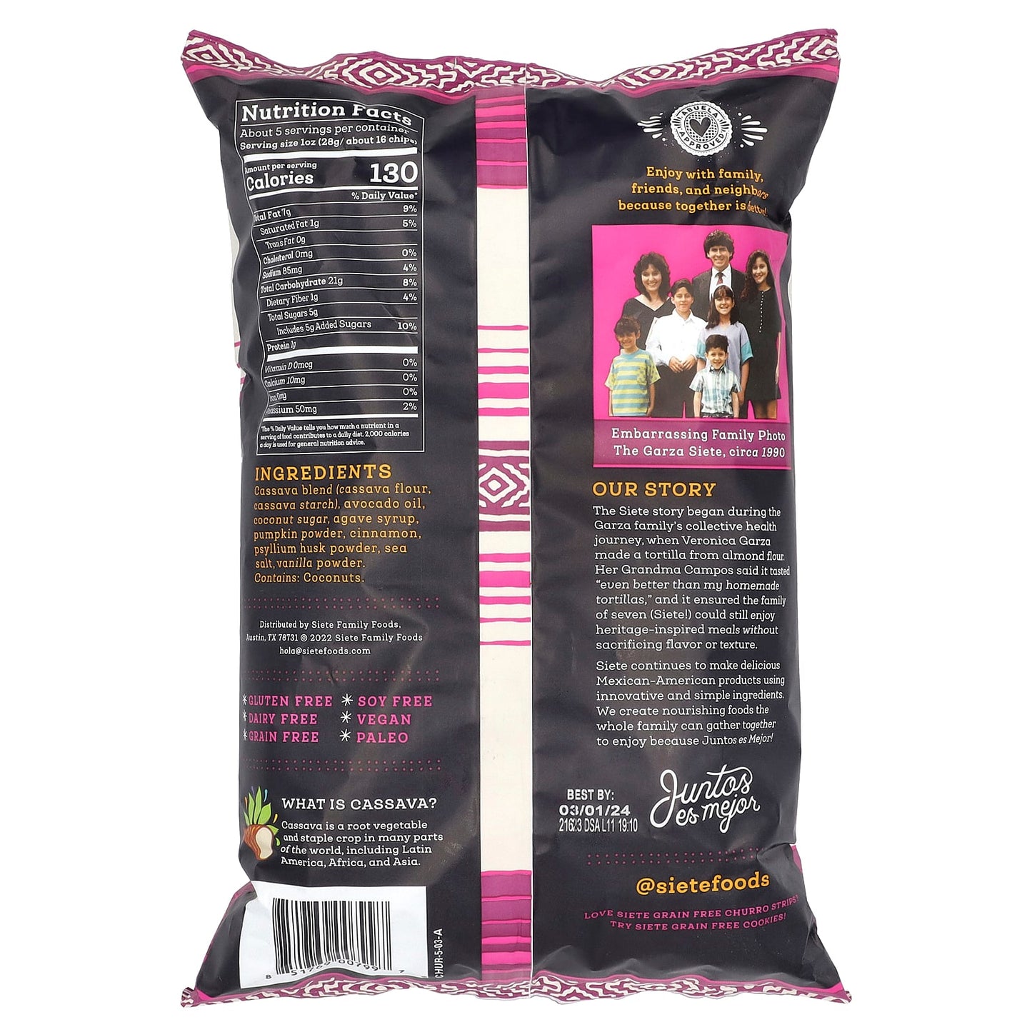 Siete, Grain Free Cinnamon Chips, Strips, Churro, 5 oz (142 g) - Image 2