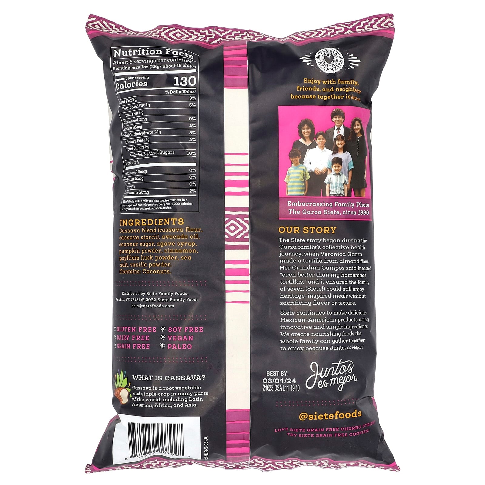 Siete, Grain Free Cinnamon Chips, Strips, Churro, 5 oz (142 g) - Image 2