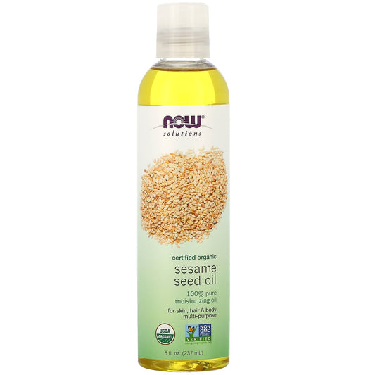 NOW Foods, Solutions, Sesame Seed Oil, Certified Organic, 8 fl oz (237 ml) - Image 1