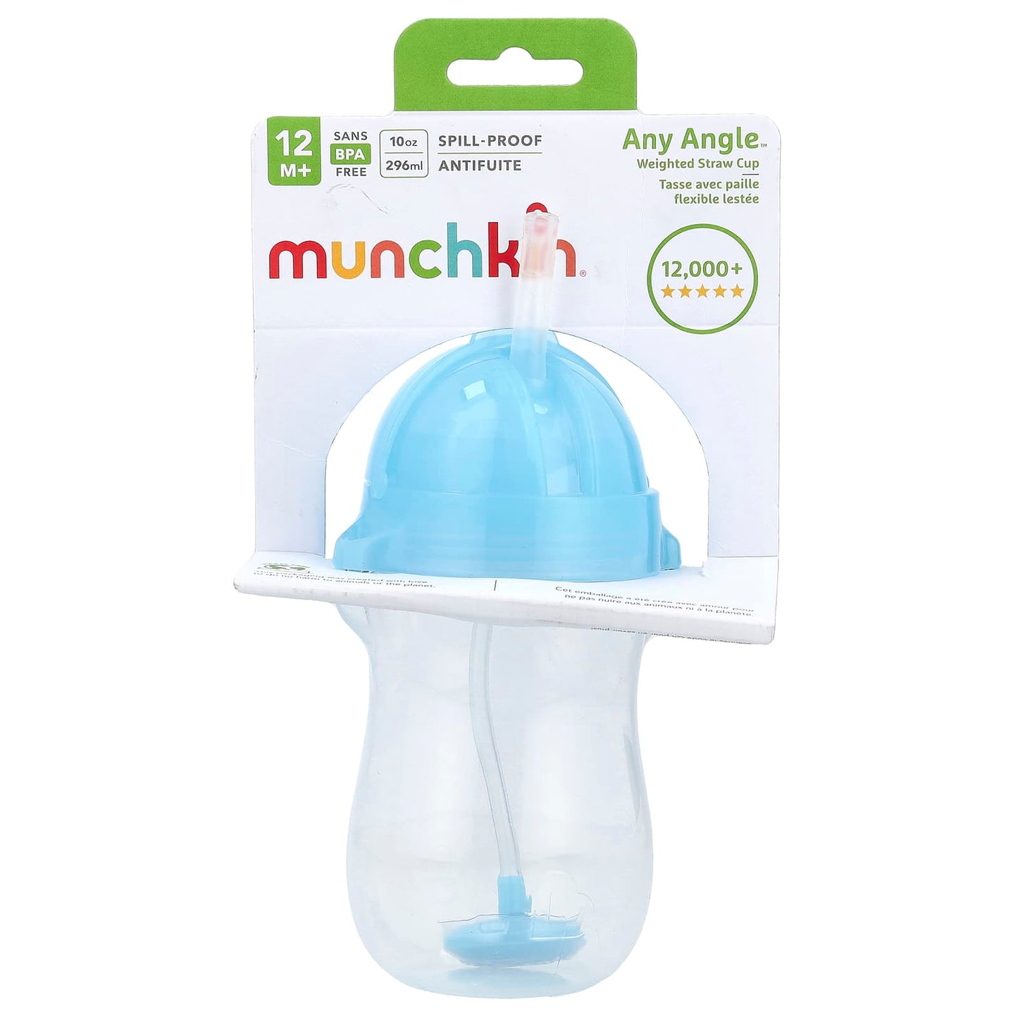 Munchkin, Any Angle™, Weighted Straw Cup, 12 Months+, Light Blue, 10 oz (296 ml) - Image 1