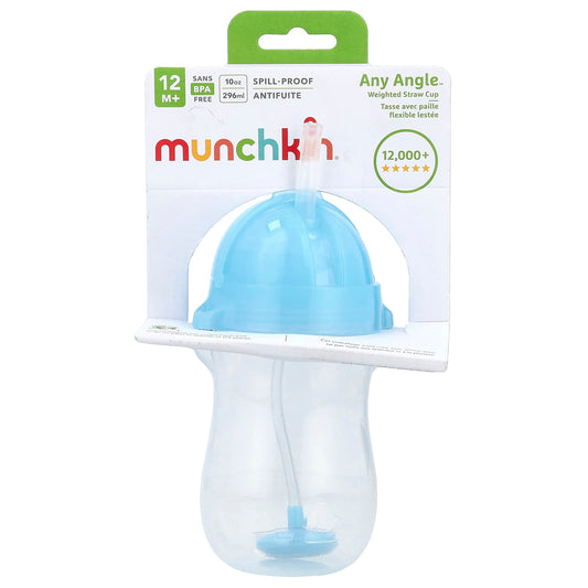 Munchkin, Any Angle™, Weighted Straw Cup, 12 Months+, Light Blue, 10 oz (296 ml) - Image 1