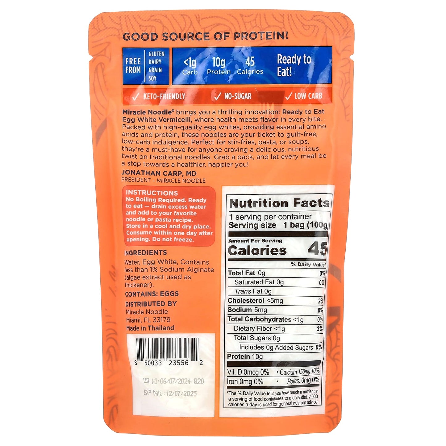 Miracle Noodle, Vermicelli Style Noodles, Egg White, 3.5 oz (100 g) - Image 2