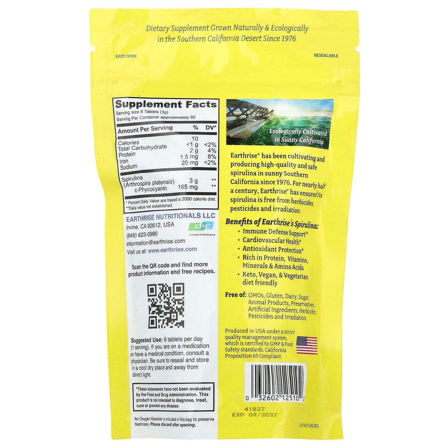 California Grown Spirulina Superfood Tablets by Earthrise - Image 2